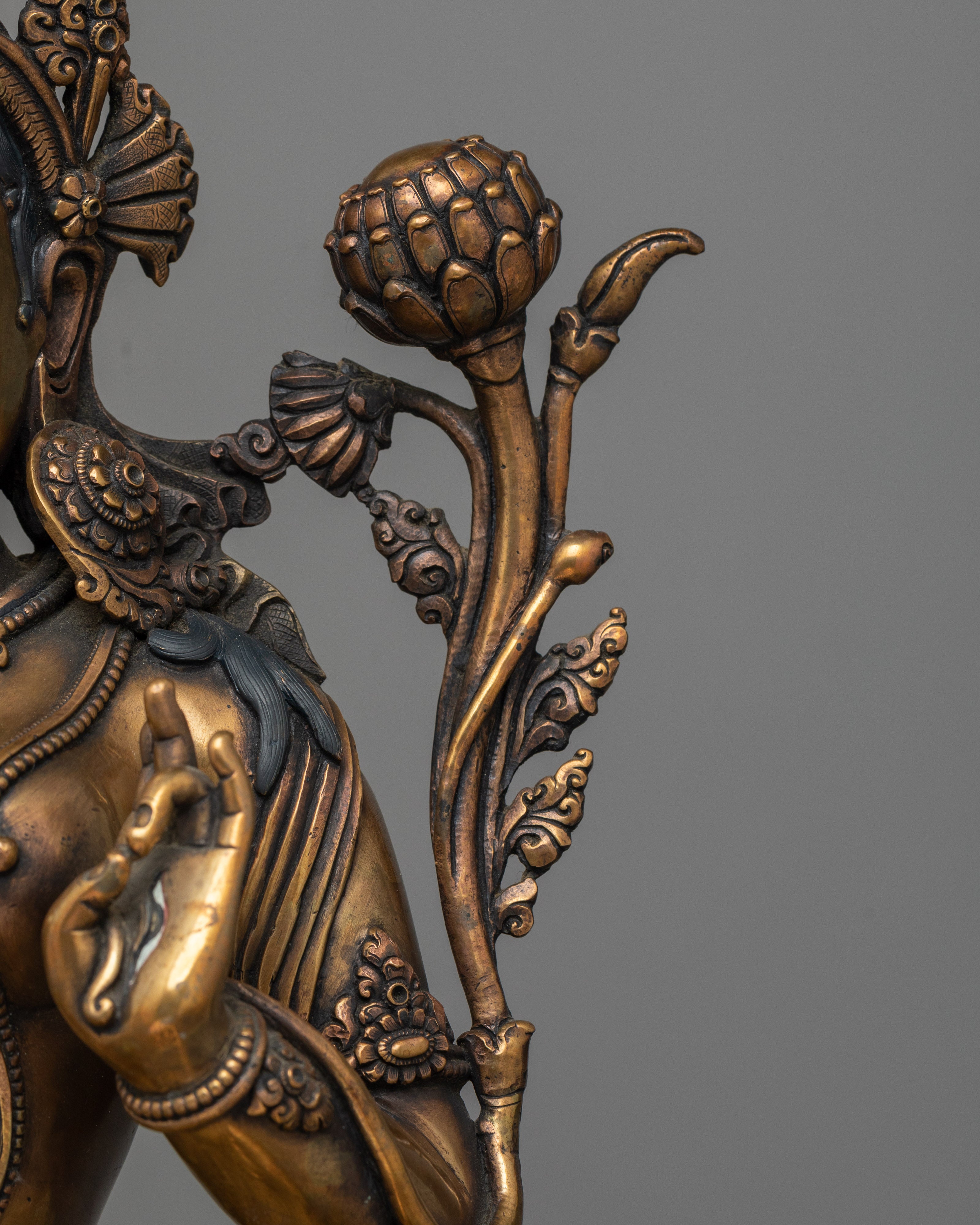 Radiant Antique White Tara Statue | Embodying Divine Tranquility