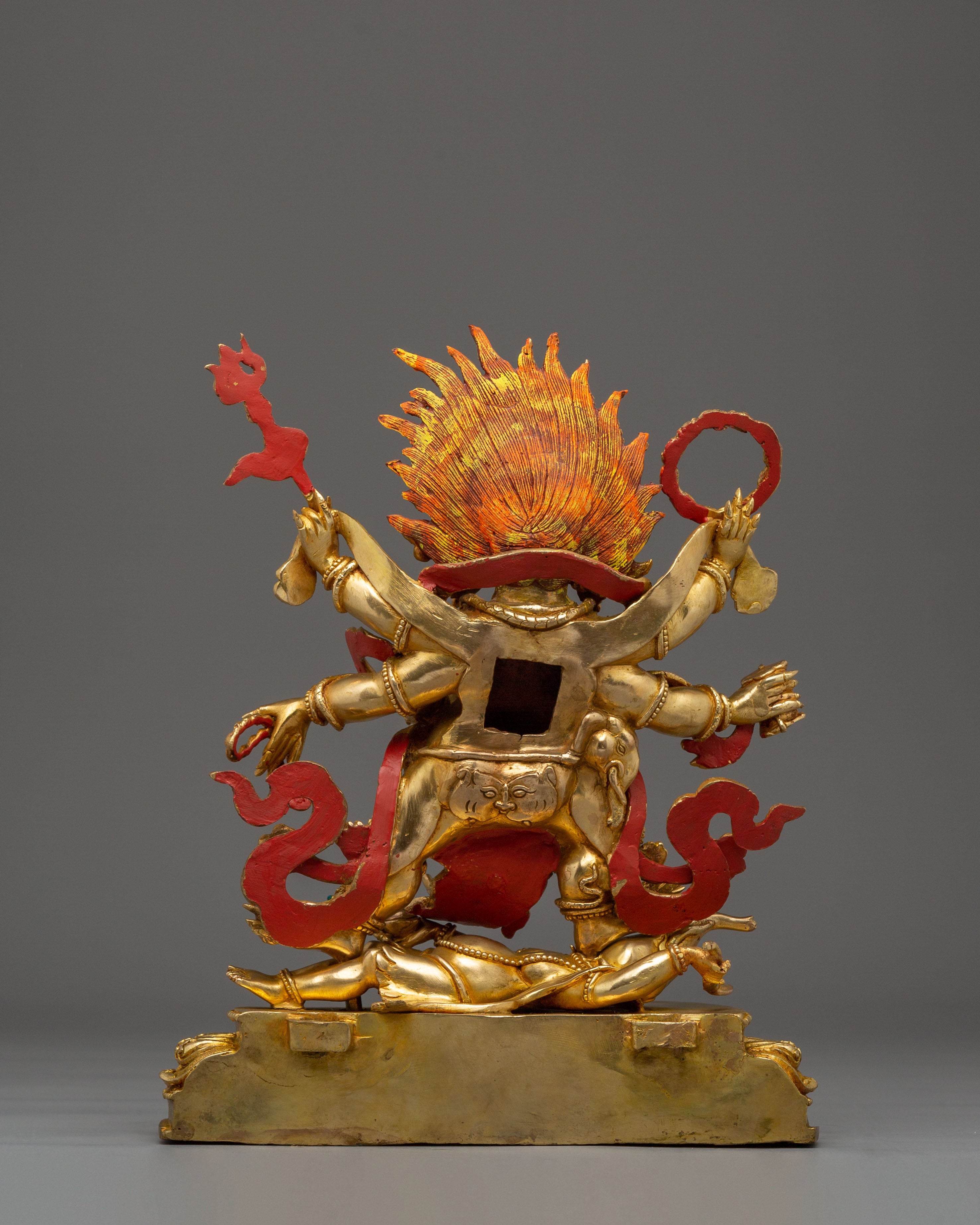 Wrathful Deity Six-Armed Mahakala Statue | Traditional Himalayan Sculpture
