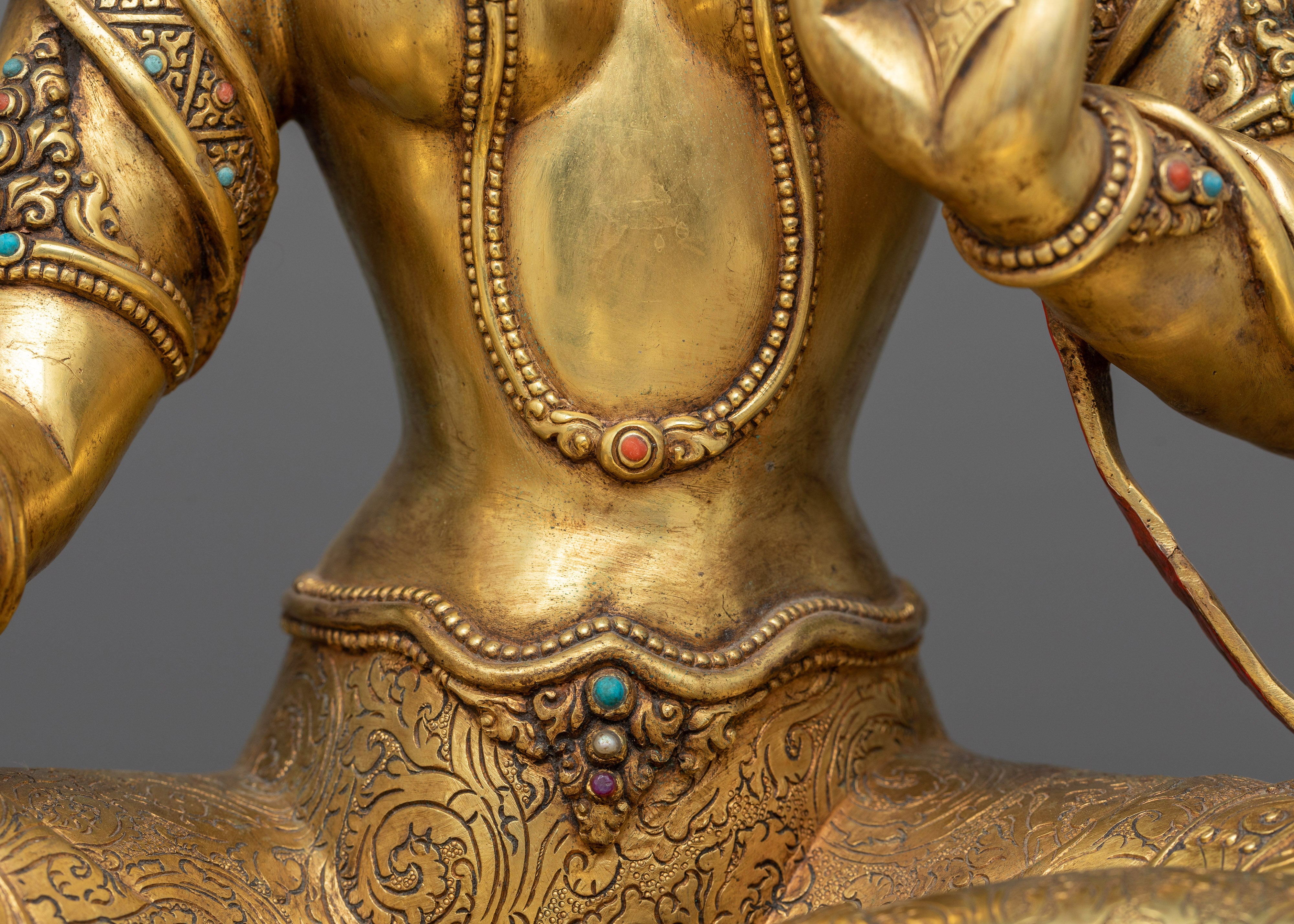 Green Tara Antique Statue | Beacon of Protection and Compassion