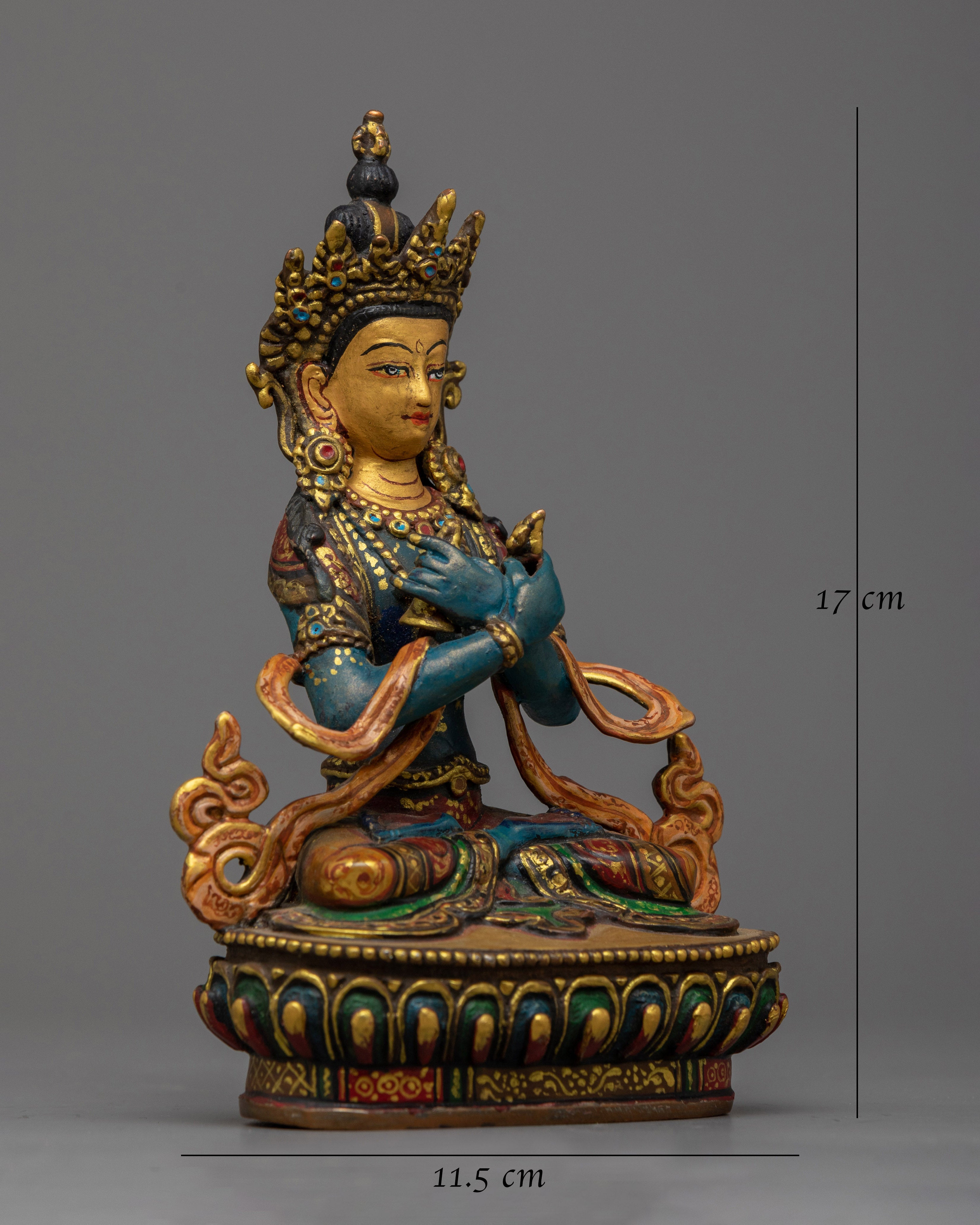 Colored Vajradhara Sculpture | Radiant Handcrafted Antique Finished Statue of Dorje Chang