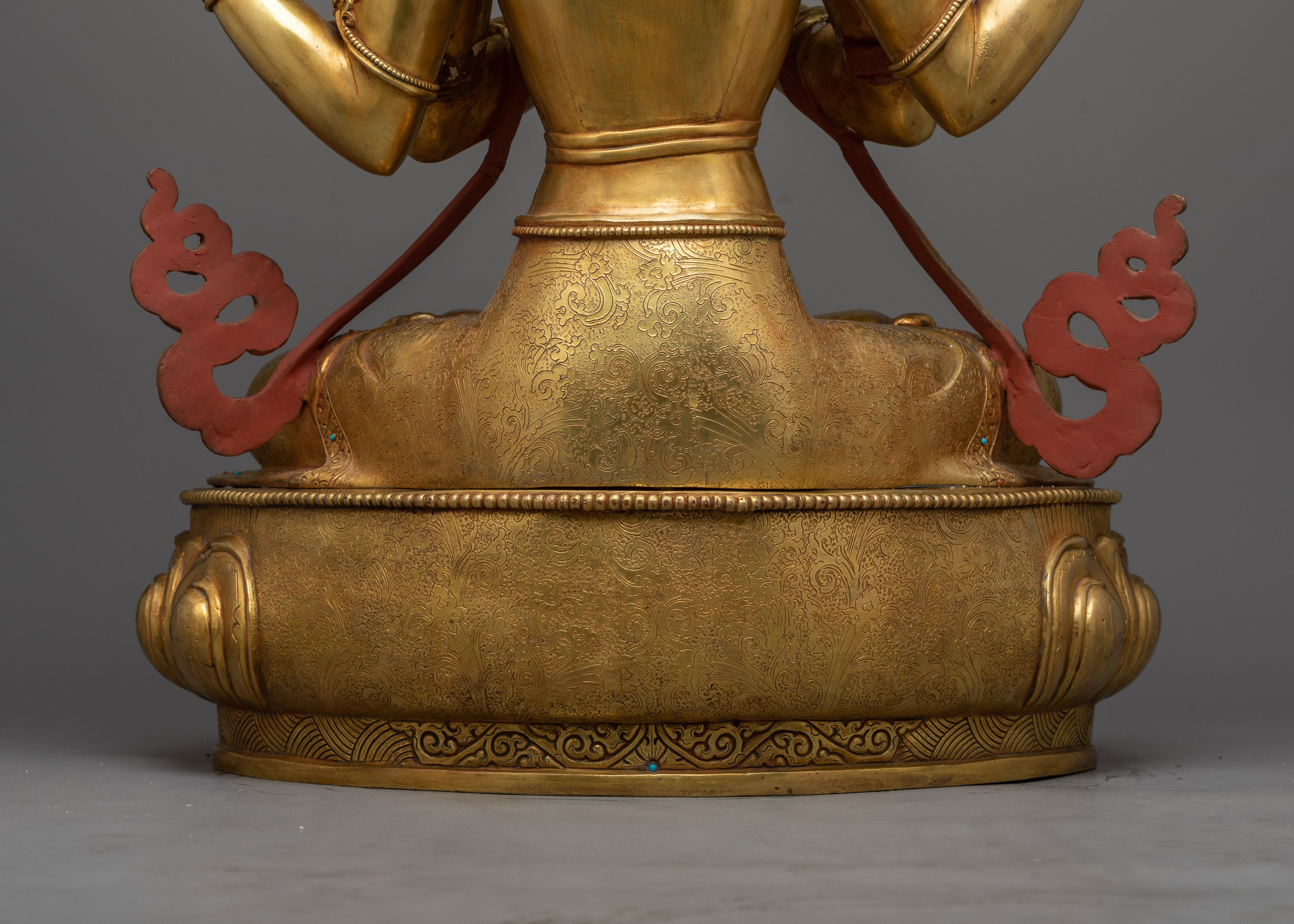 Chenresig Buddha Handmade Statue | 24K Gold Gilded Compassionate Deity