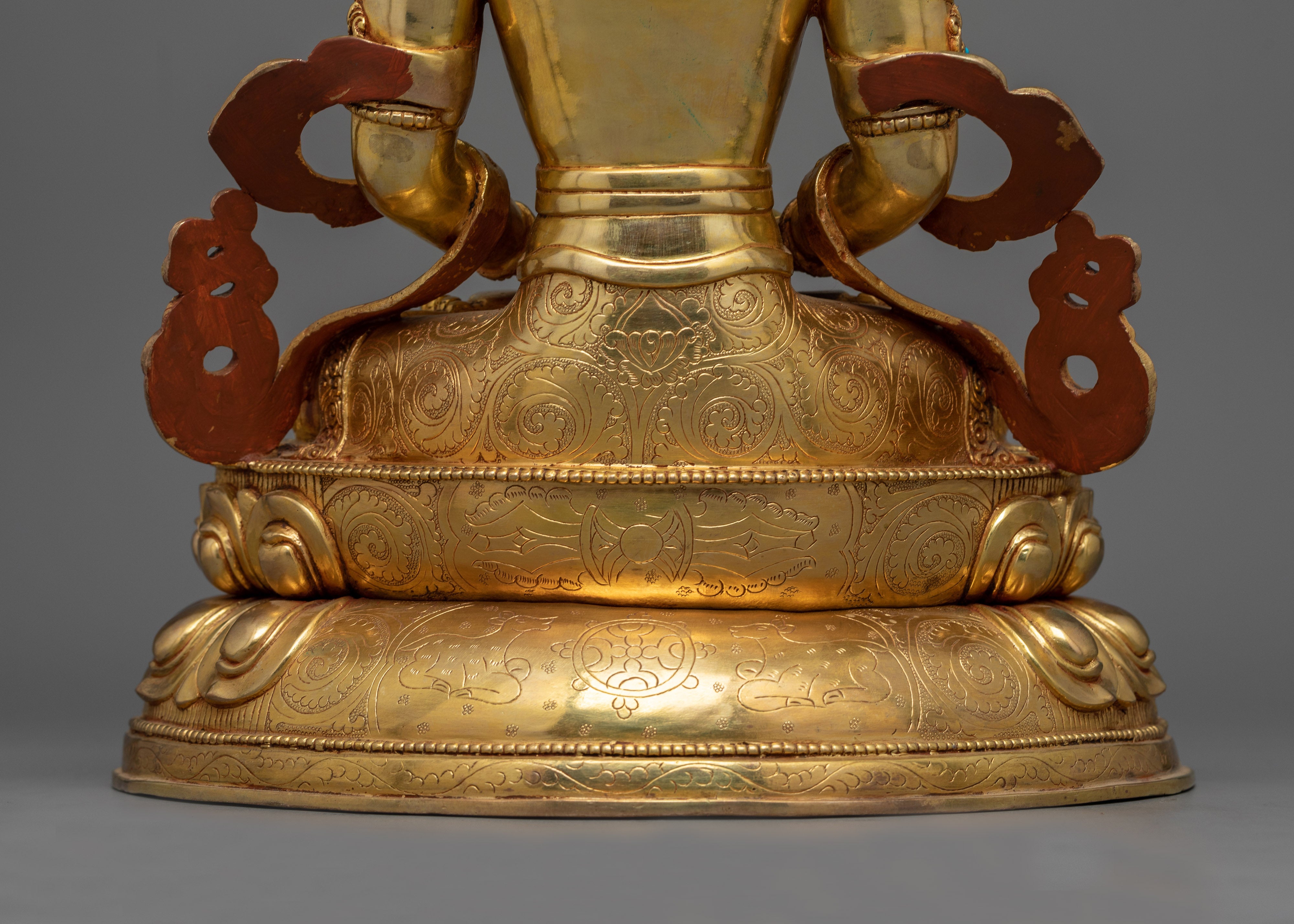 Handcrafted Amitayus Gold-Gilded Statue | Intricate Buddhism Artful Design