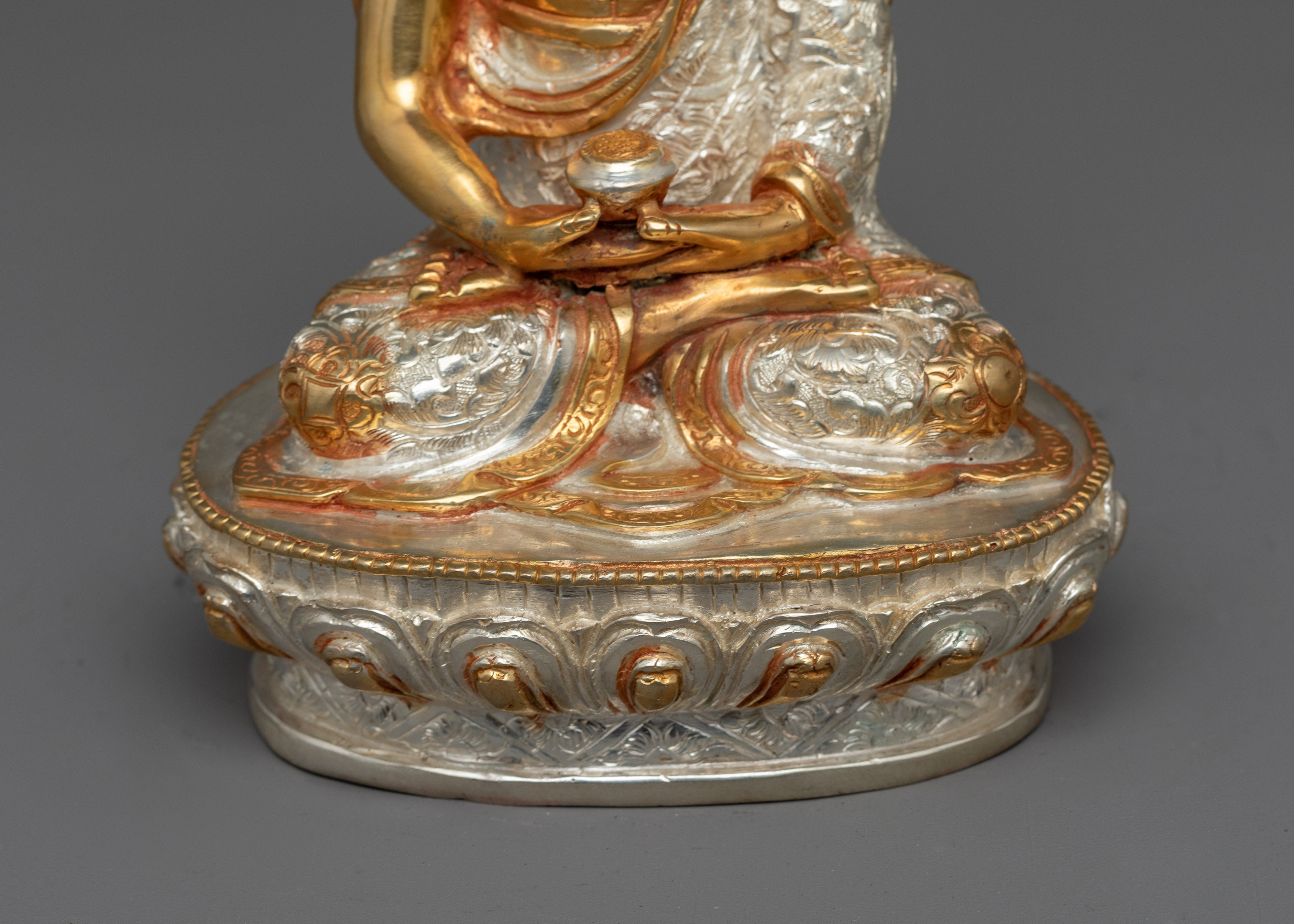Amitabha Buddha Silver-Gold Plated Statue | Handcrafted Symbol of Enlightenment
