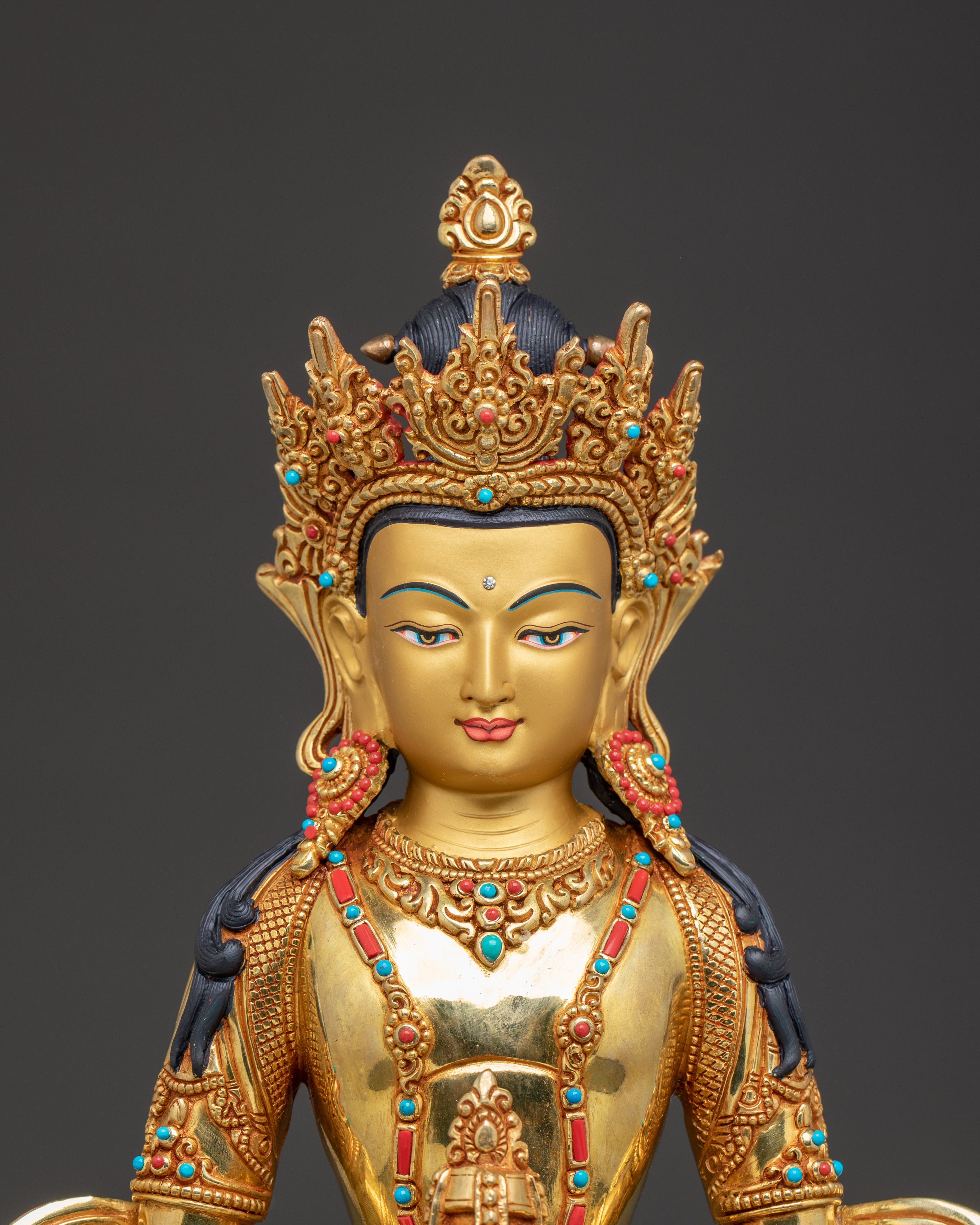 Radiant Statue of Healing Buddha Amitayus | Traditional Himalayan Art
