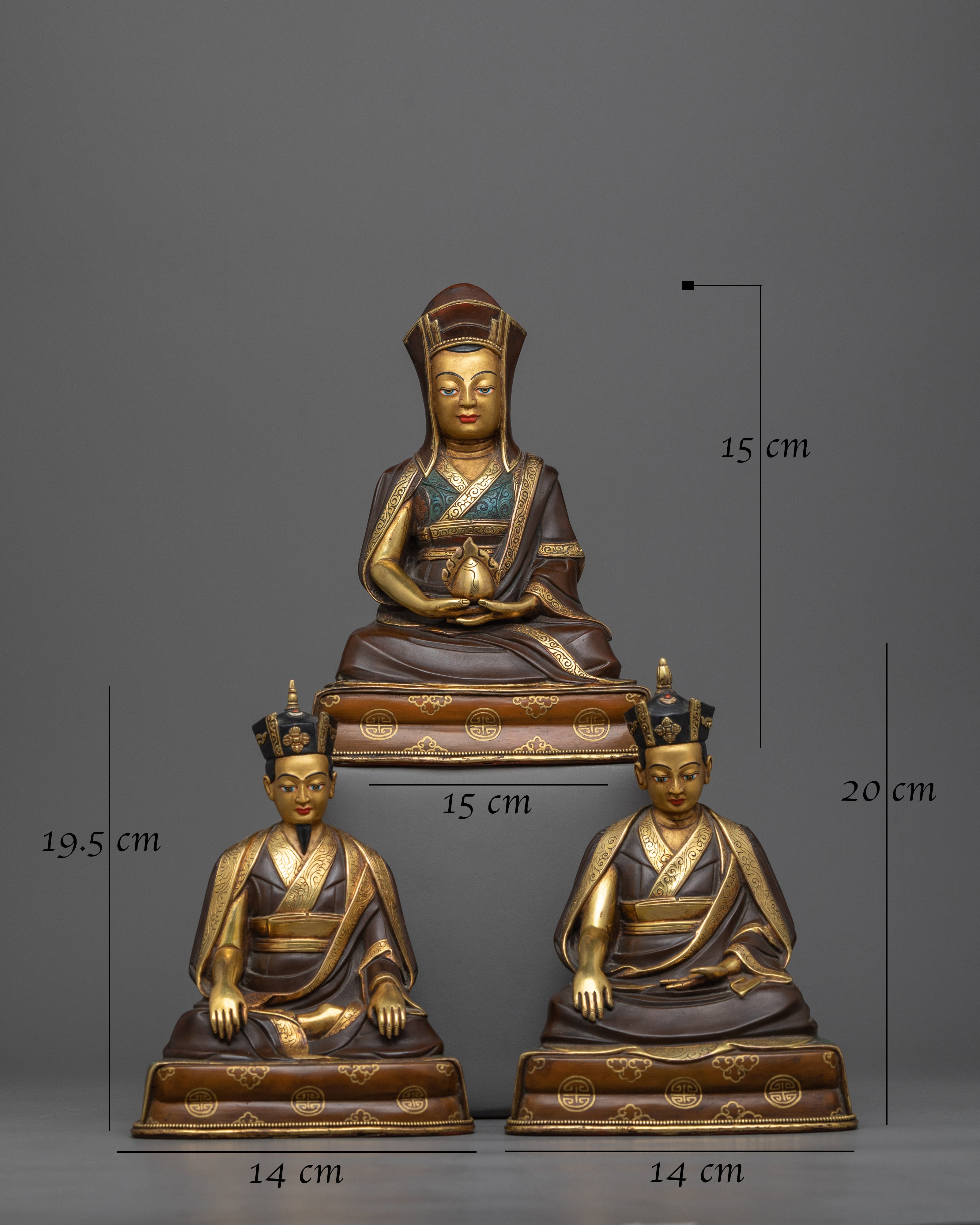 Gampopa with 2nd and 4th Karmapas Statue | A Symbol of Tibetan Wisdom and Leadership