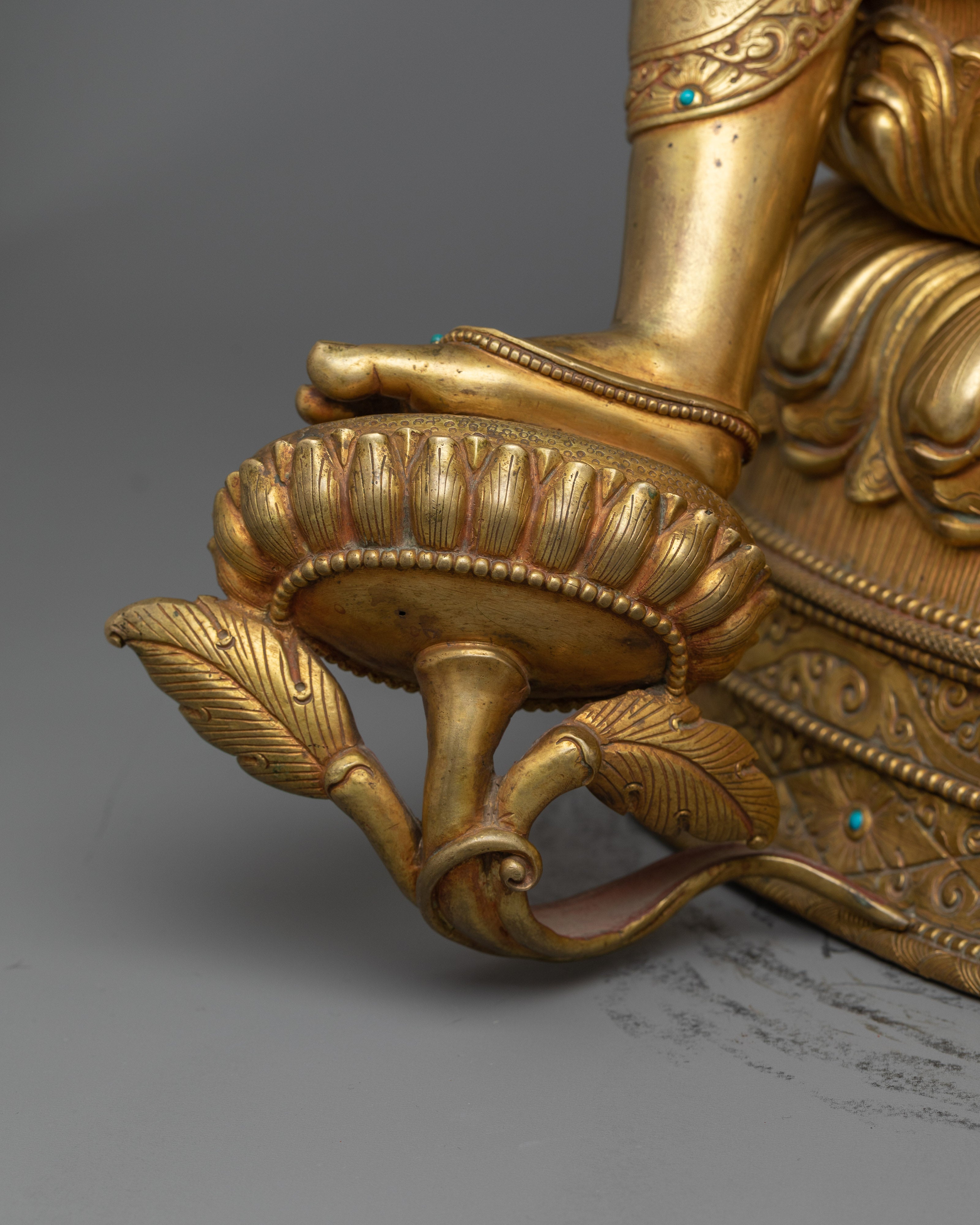 Beautifully Seated Green Tara Statue | 24K Gold-Gilded Symbol of Compassion