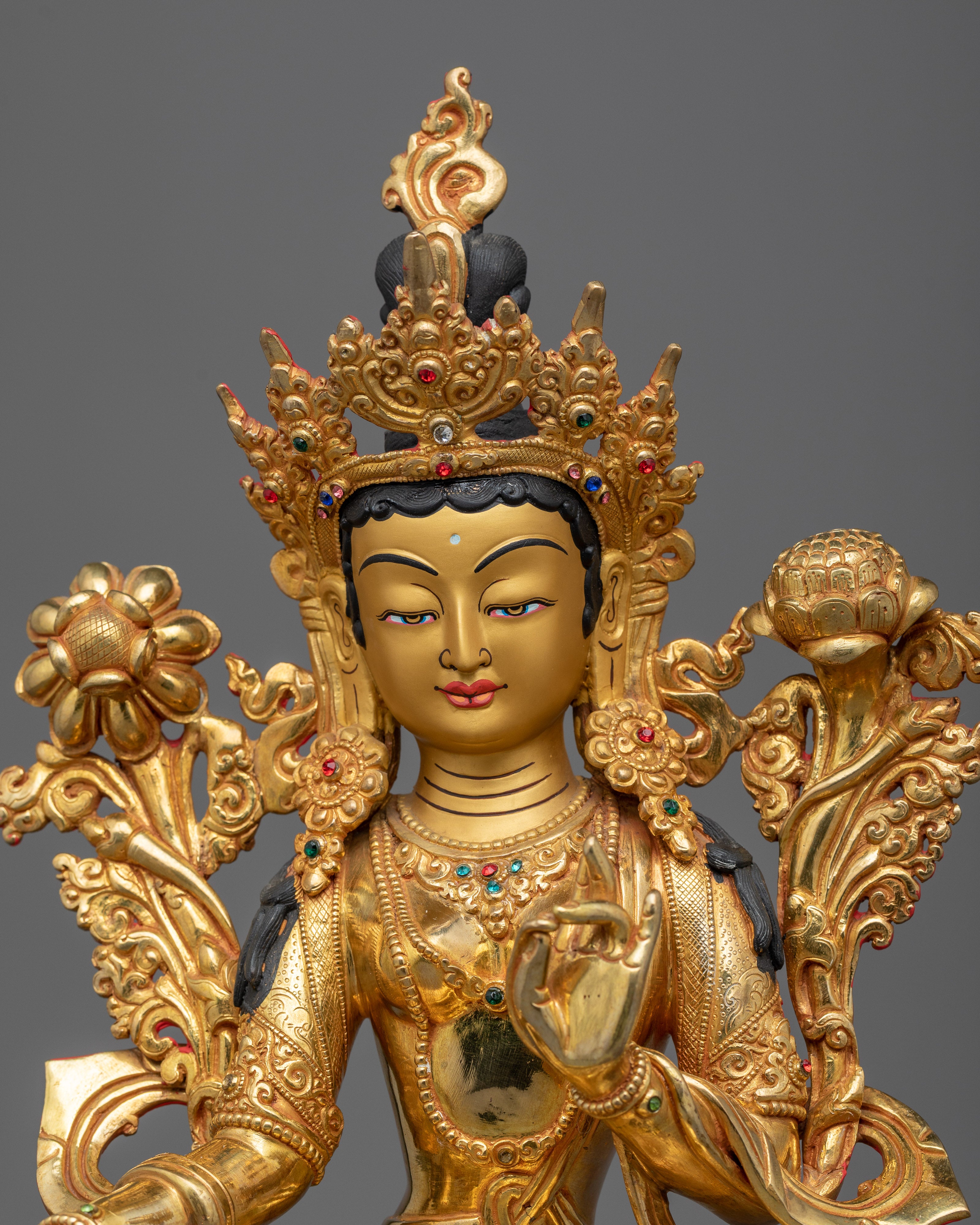 Shri Green Tara Statue | 24K Gold-Gilded Symbol of Active Compassion