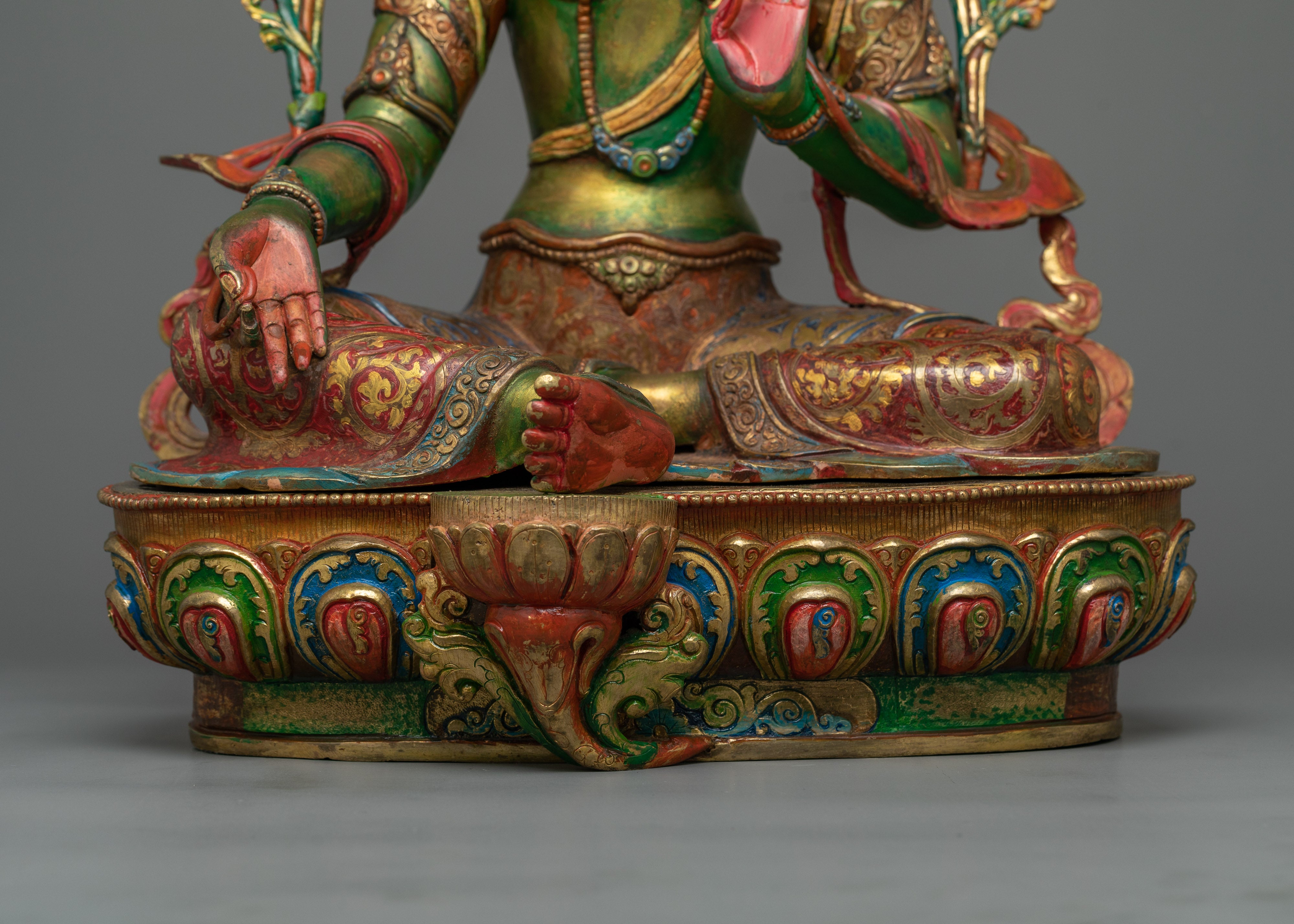 Shri Green Tara Colored-Hued Statue | Radiance of Compassion