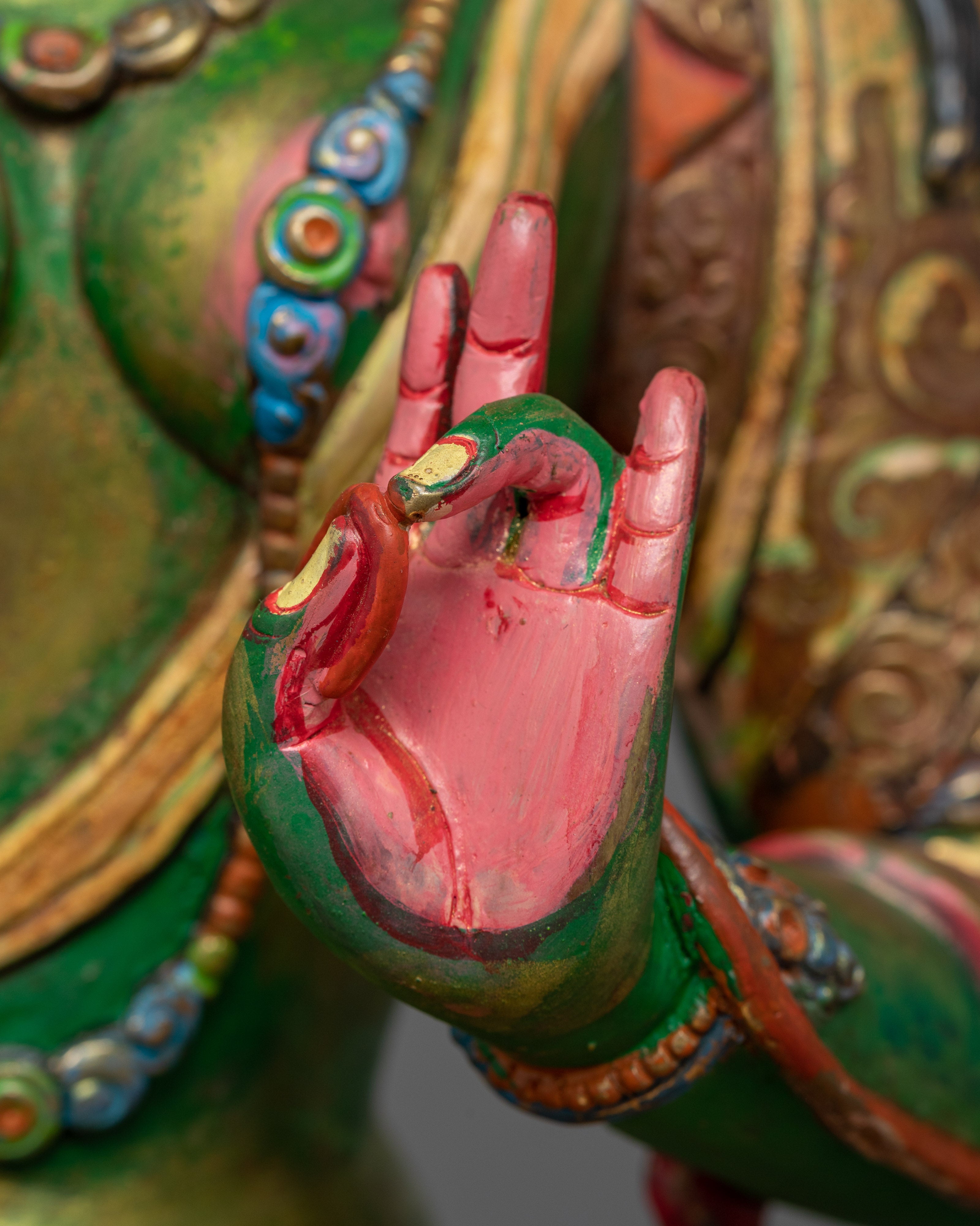 Shri Green Tara Colored-Hued Statue | Radiance of Compassion