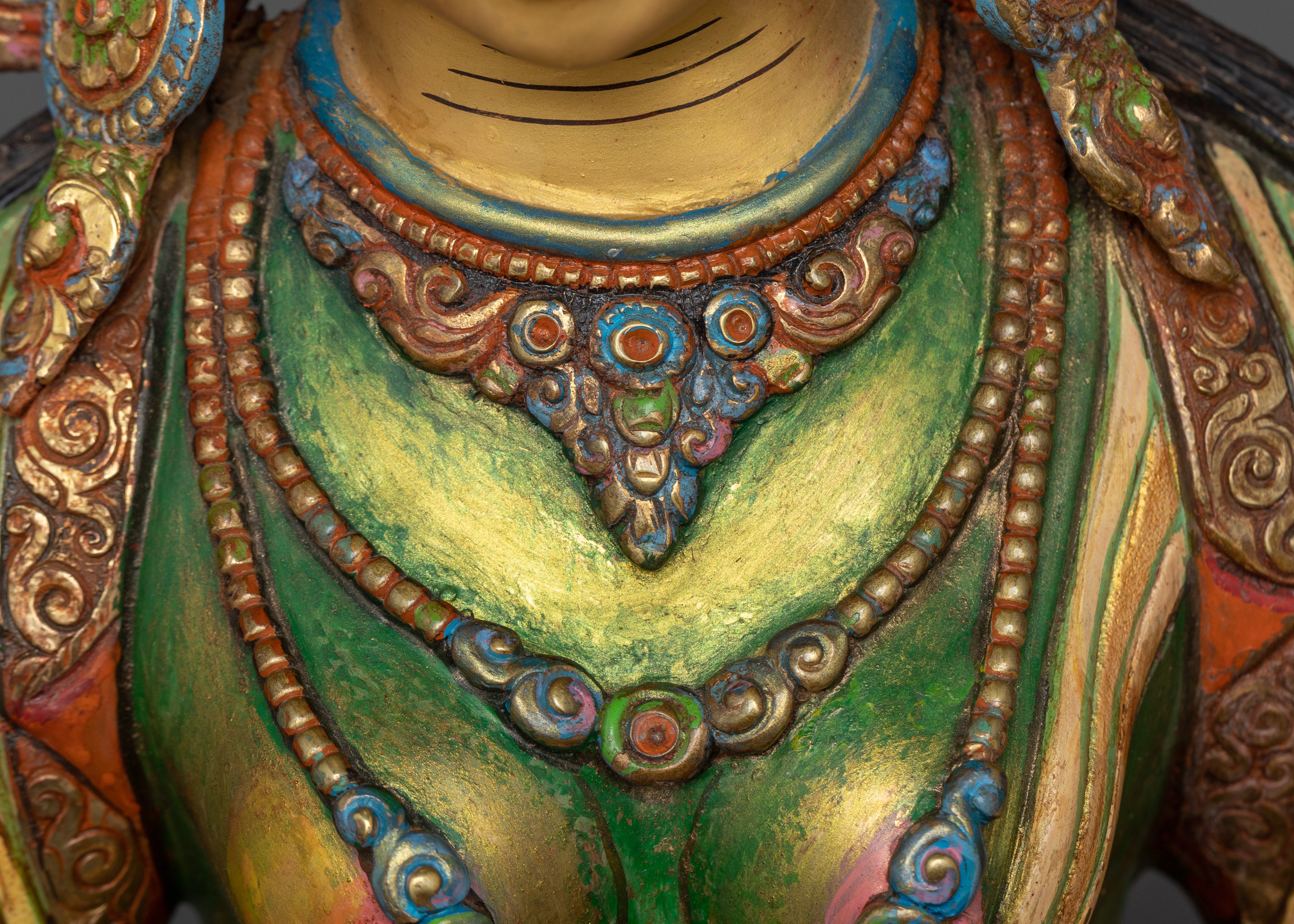 Shri Green Tara Colored-Hued Statue | Radiance of Compassion