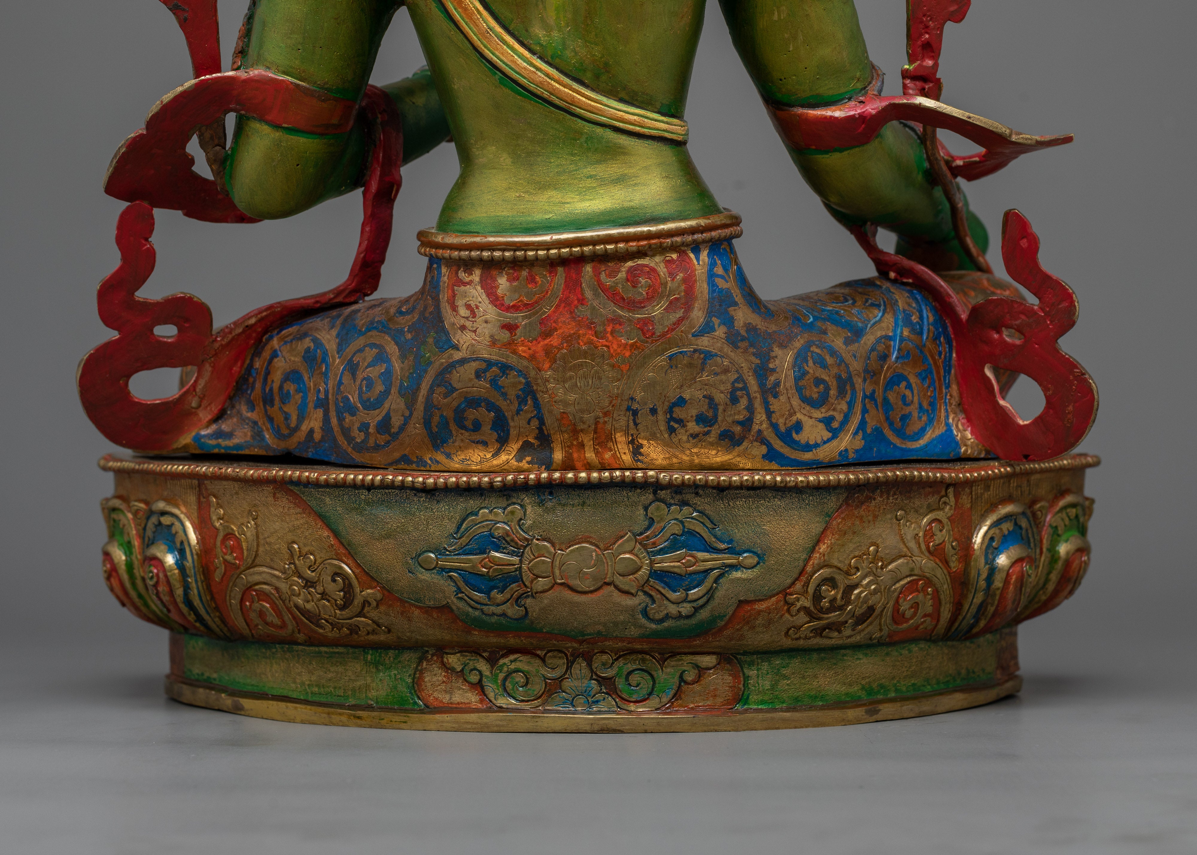 Shri Green Tara Colored-Hued Statue | Radiance of Compassion