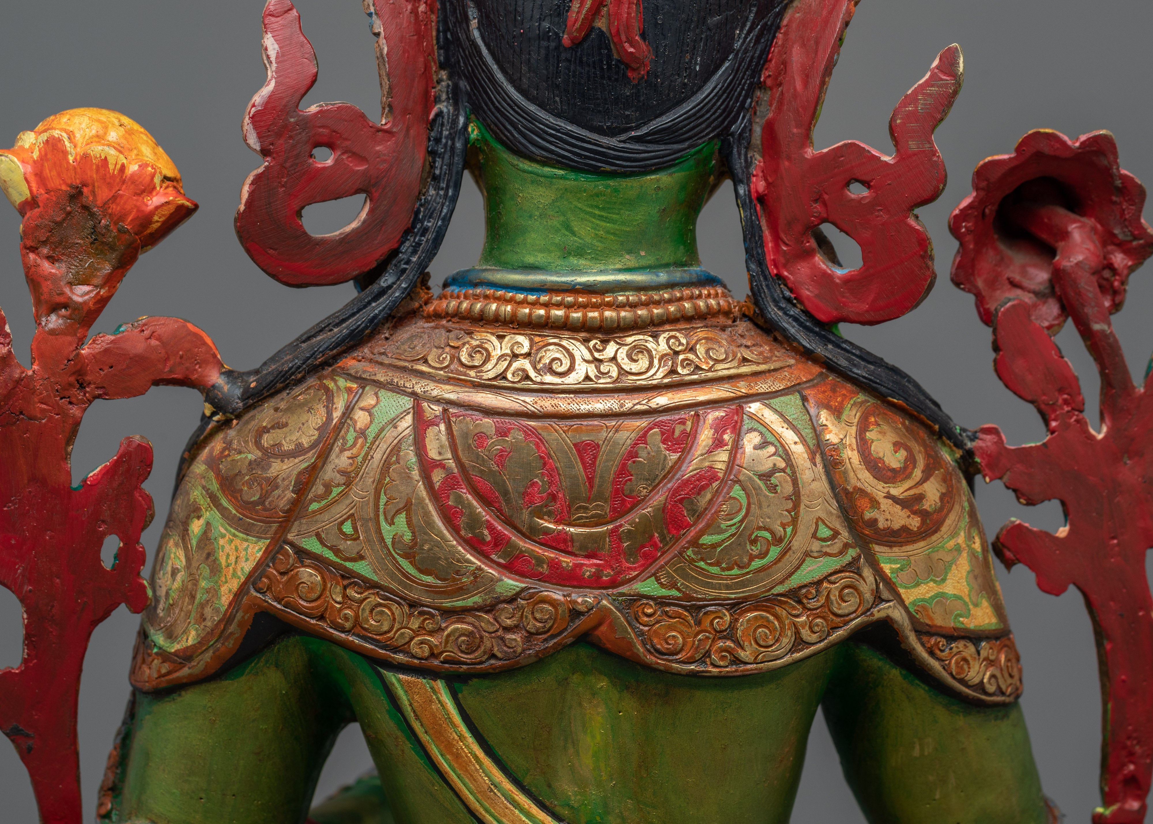 Shri Green Tara Colored-Hued Statue | Radiance of Compassion