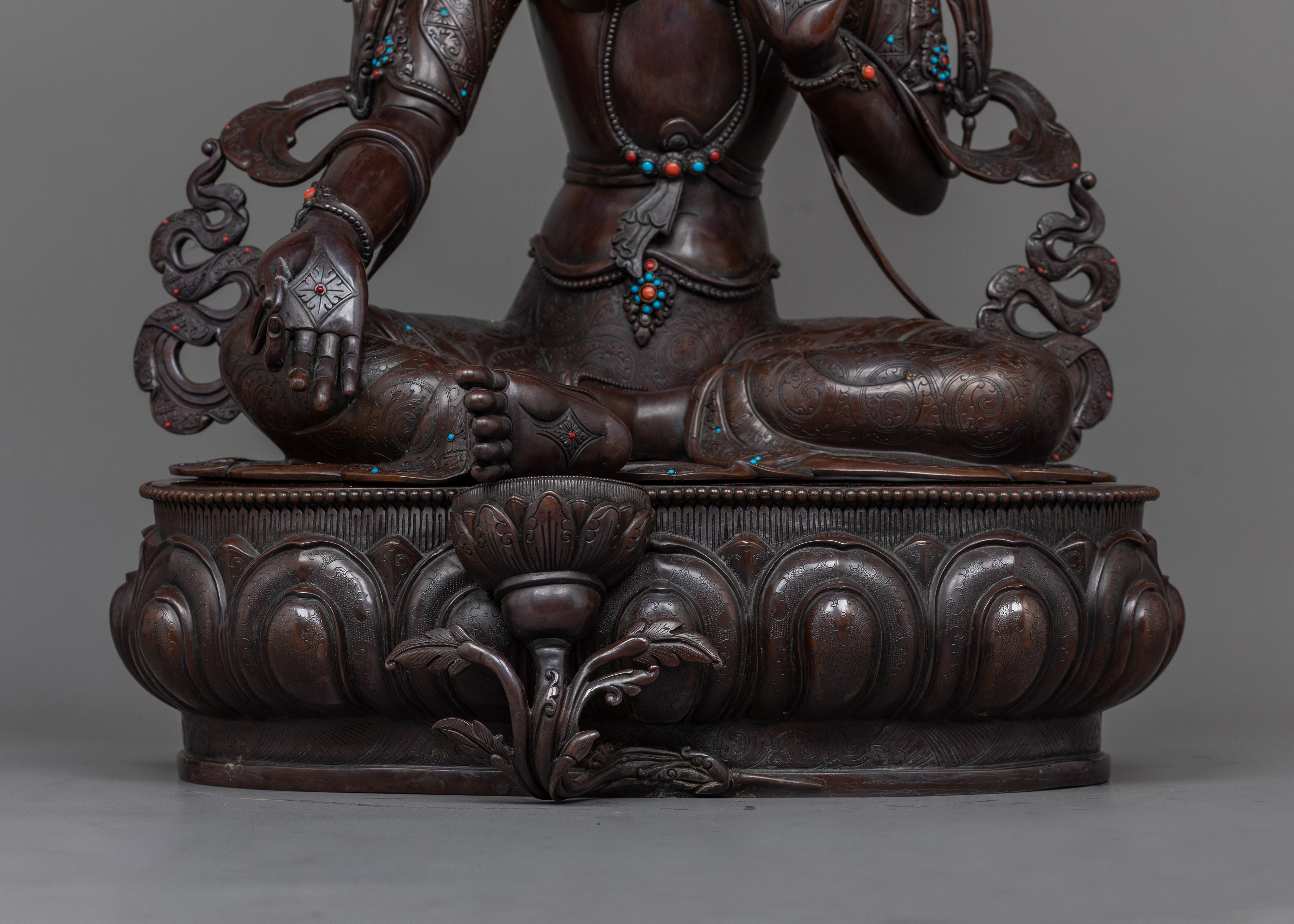 Oxidized Copper Tibetan Art of Green Tara | Spiritual Buddhist Art