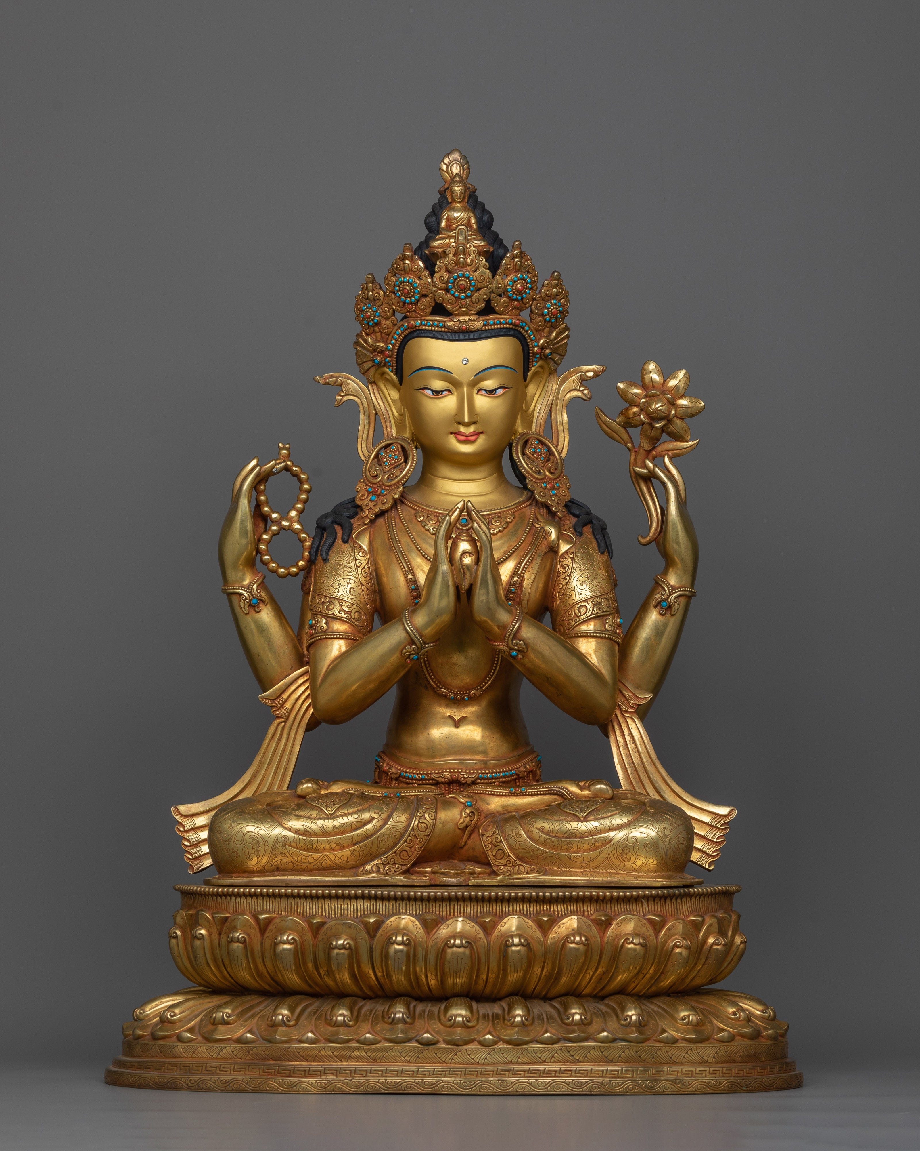 Chenrezig Statue 24K Gold Gilded