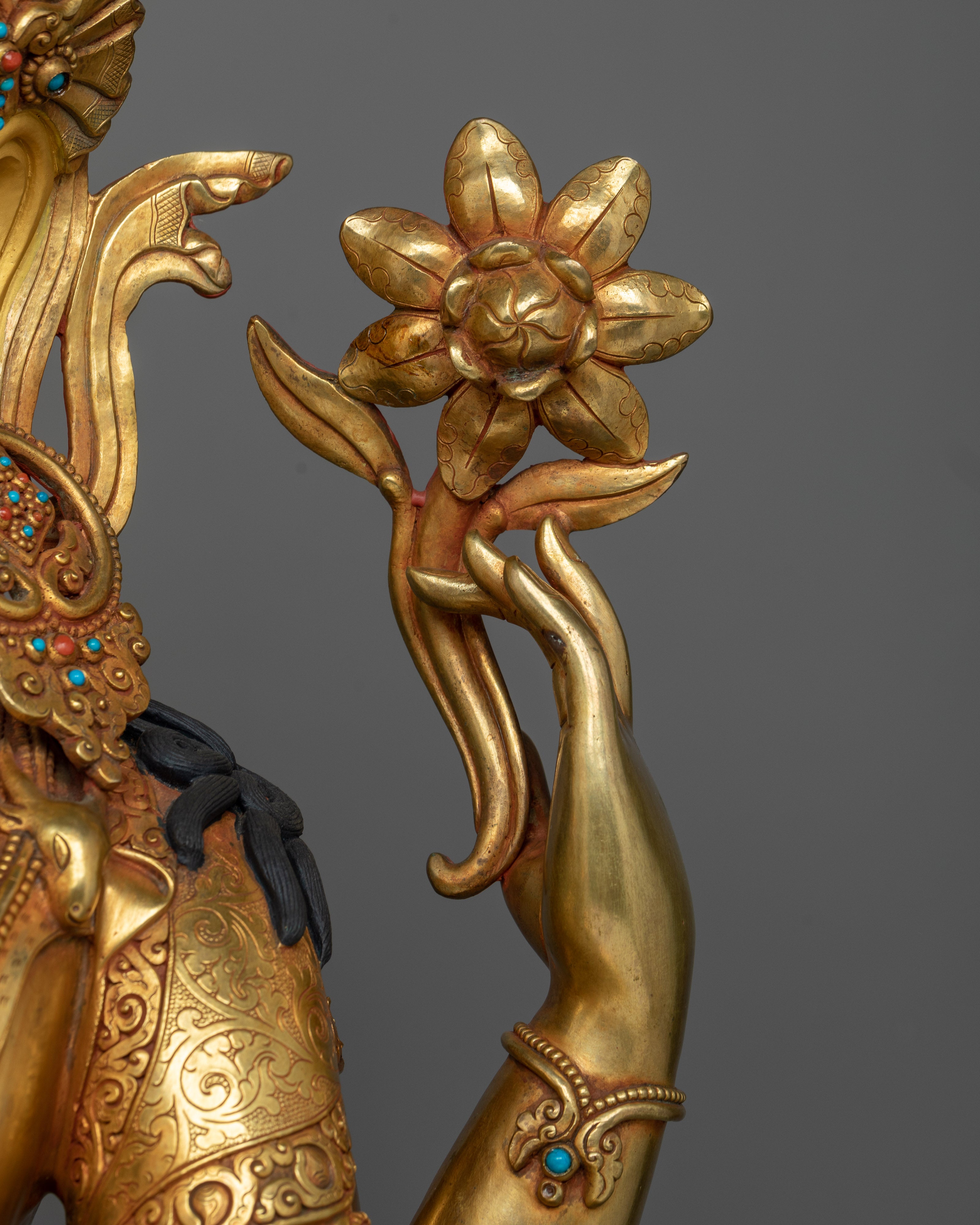 Chenrezig Statue 24K Gold Gilded | Avalokiteshvara The Compassionate Bodhisattva