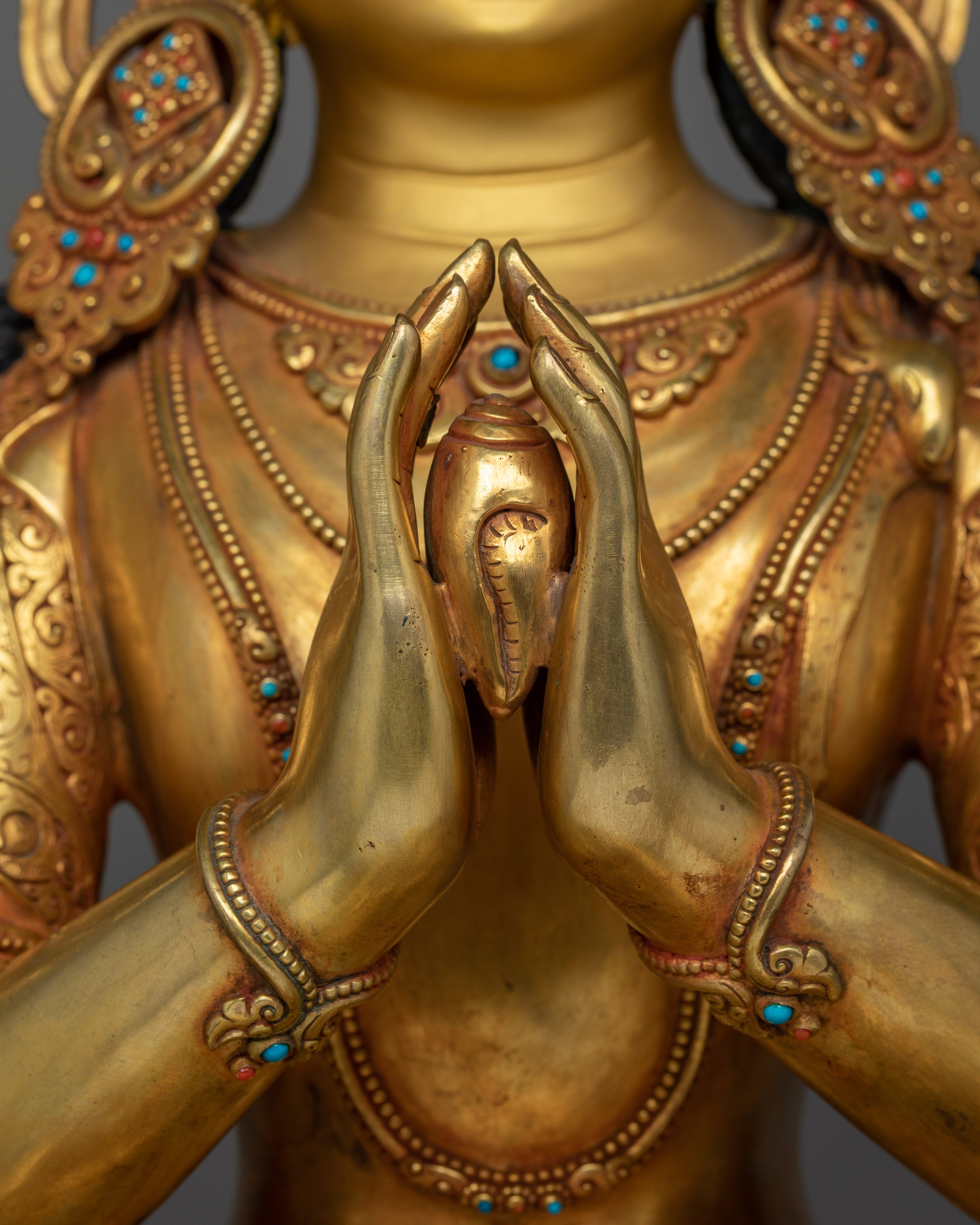 Chenrezig Statue 24K Gold Gilded | Avalokiteshvara The Compassionate Bodhisattva