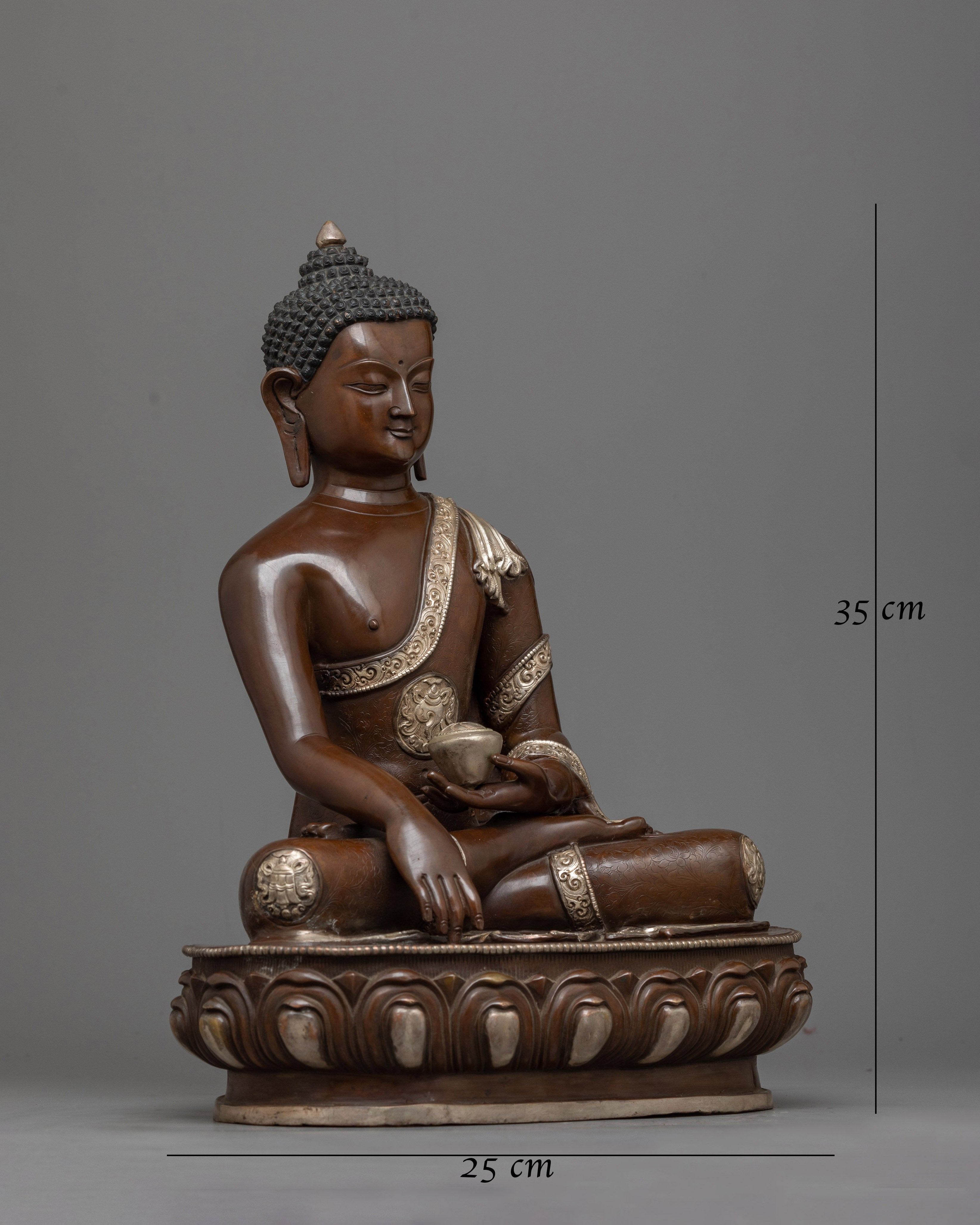 Shakyamuni Buddha 35cm Figure | Silver-Plated Icon of Enlightenment