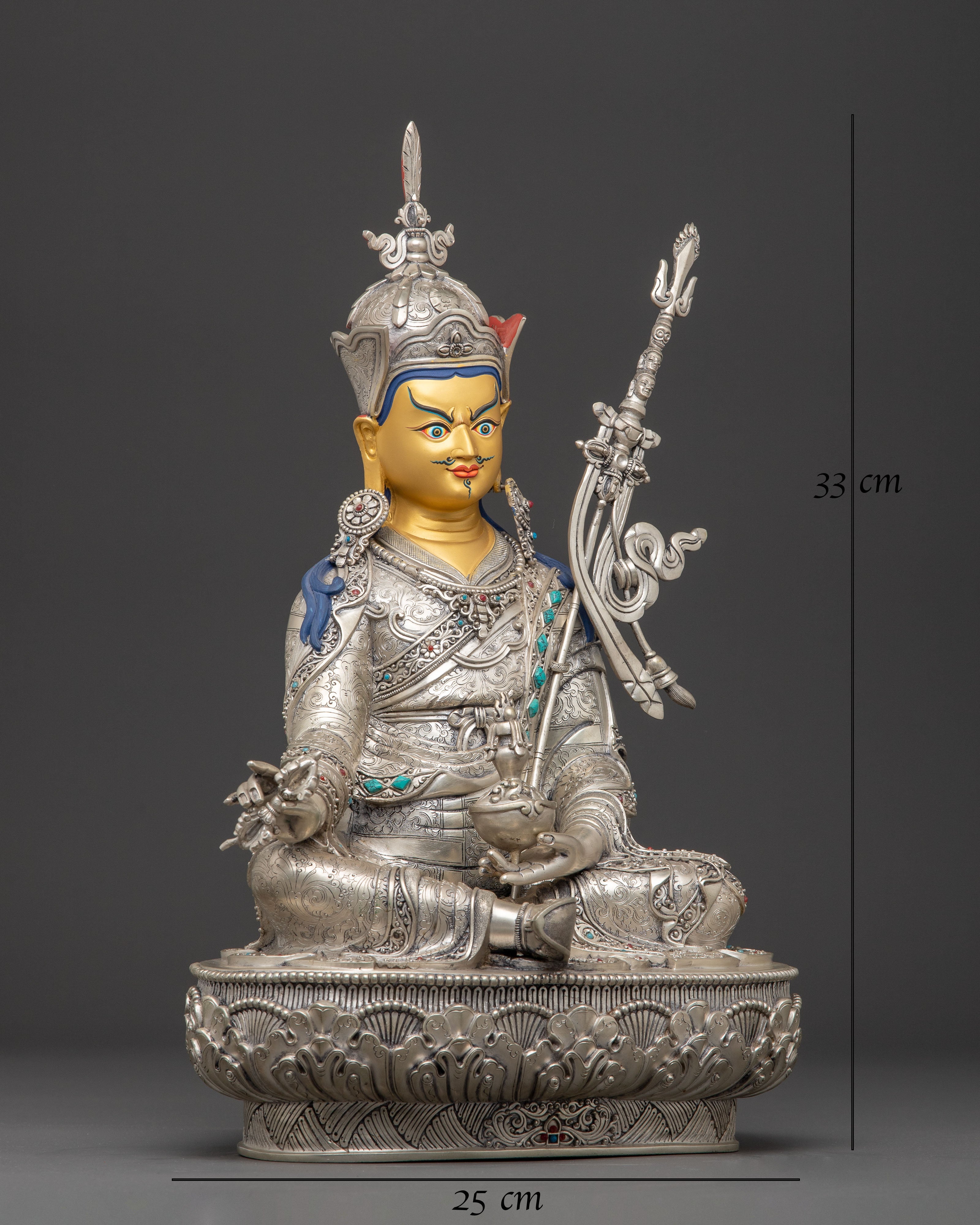 Silver Guru Rinpoche Statue | Tantric Master Padmasambhava