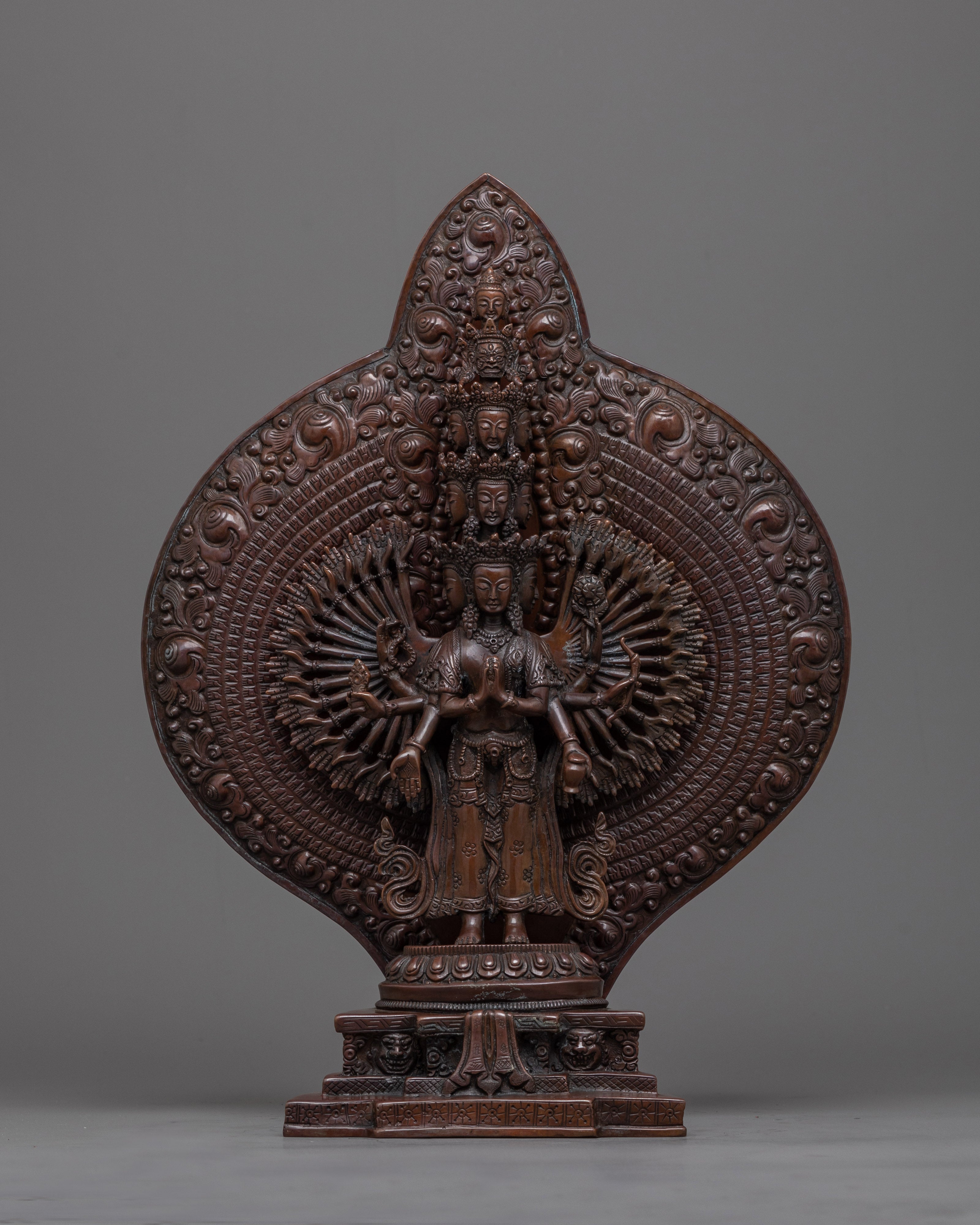 1000-Armed Chenrezig Oxidized Statue | Icon of Infinite Compassion