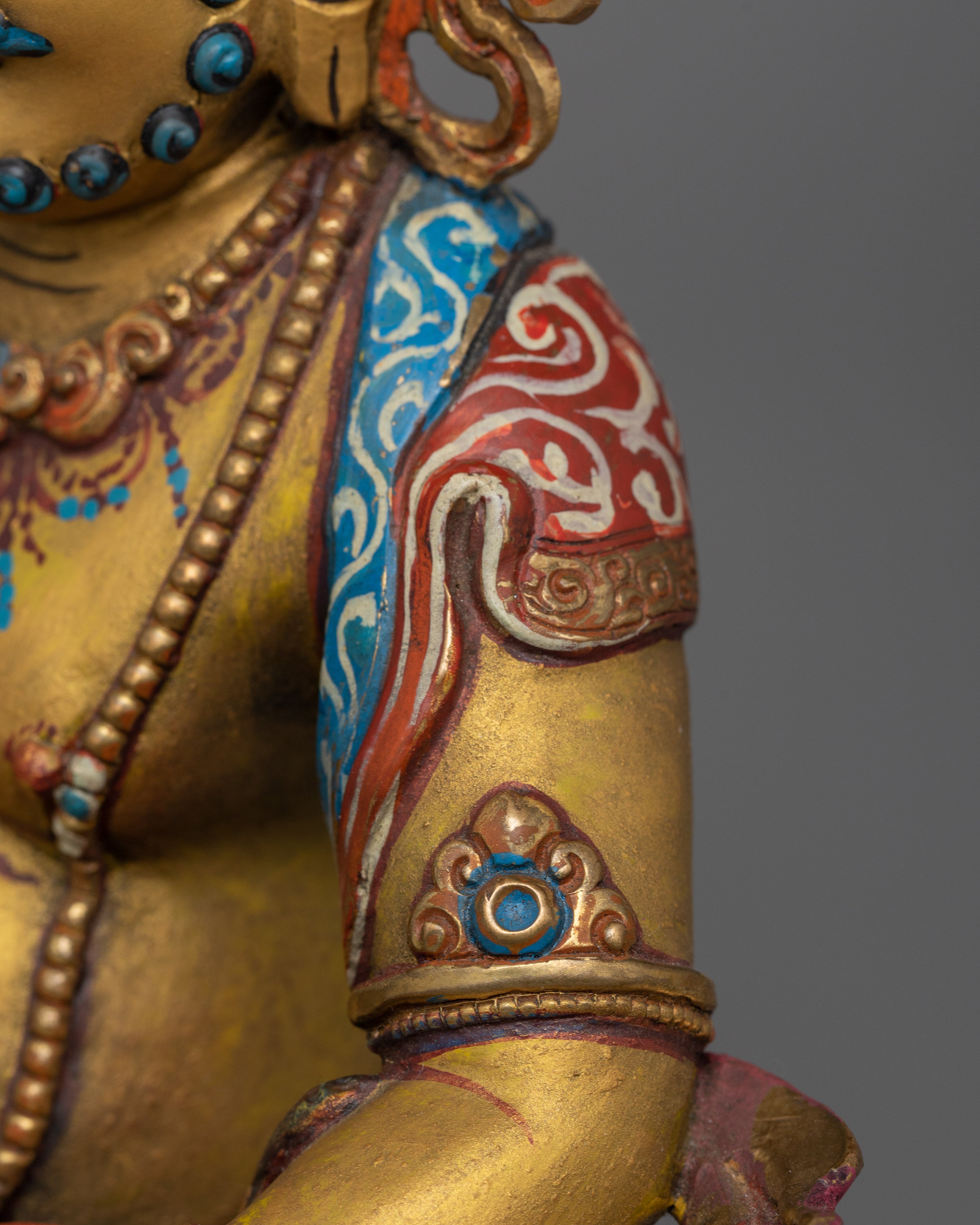 Dzambhala Antique Colorful Statue | Embodiment of Prosperity and Generosity