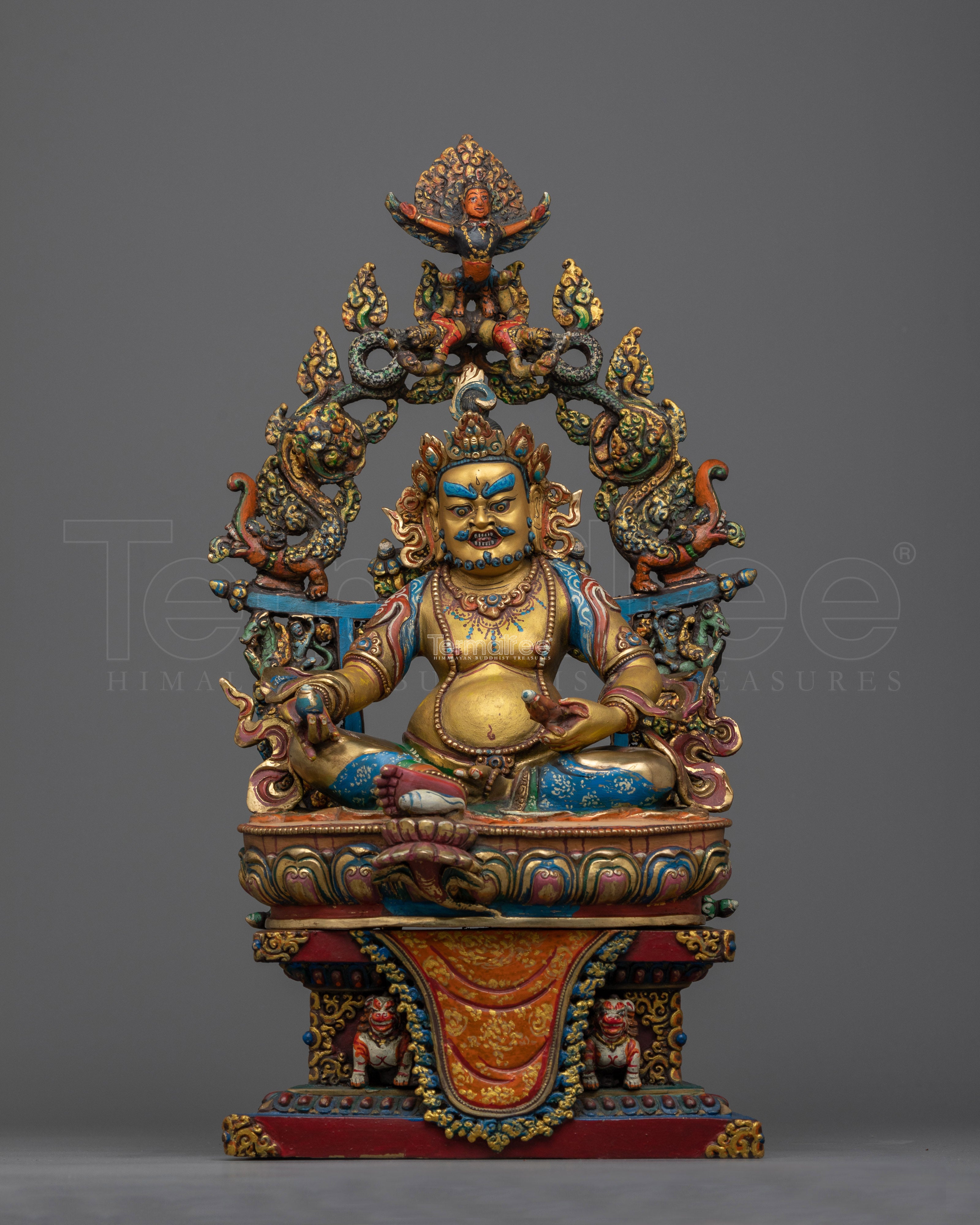 Antique Dzambhala Colorful Statue | Opulent Symbol of Prosperity