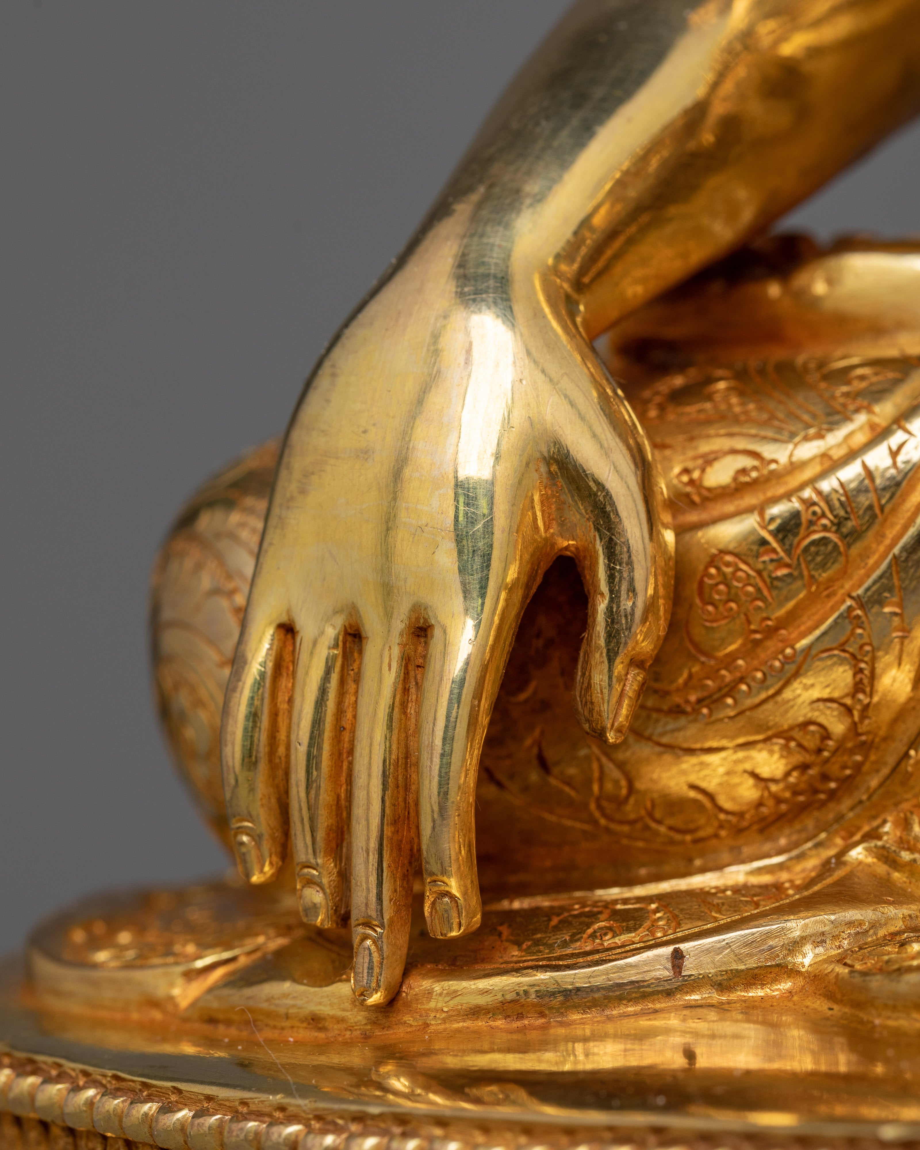 24K Gold Gilded Handmade Shakyamuni Buddha Statue | The Enlightenment Buddha Sculpture