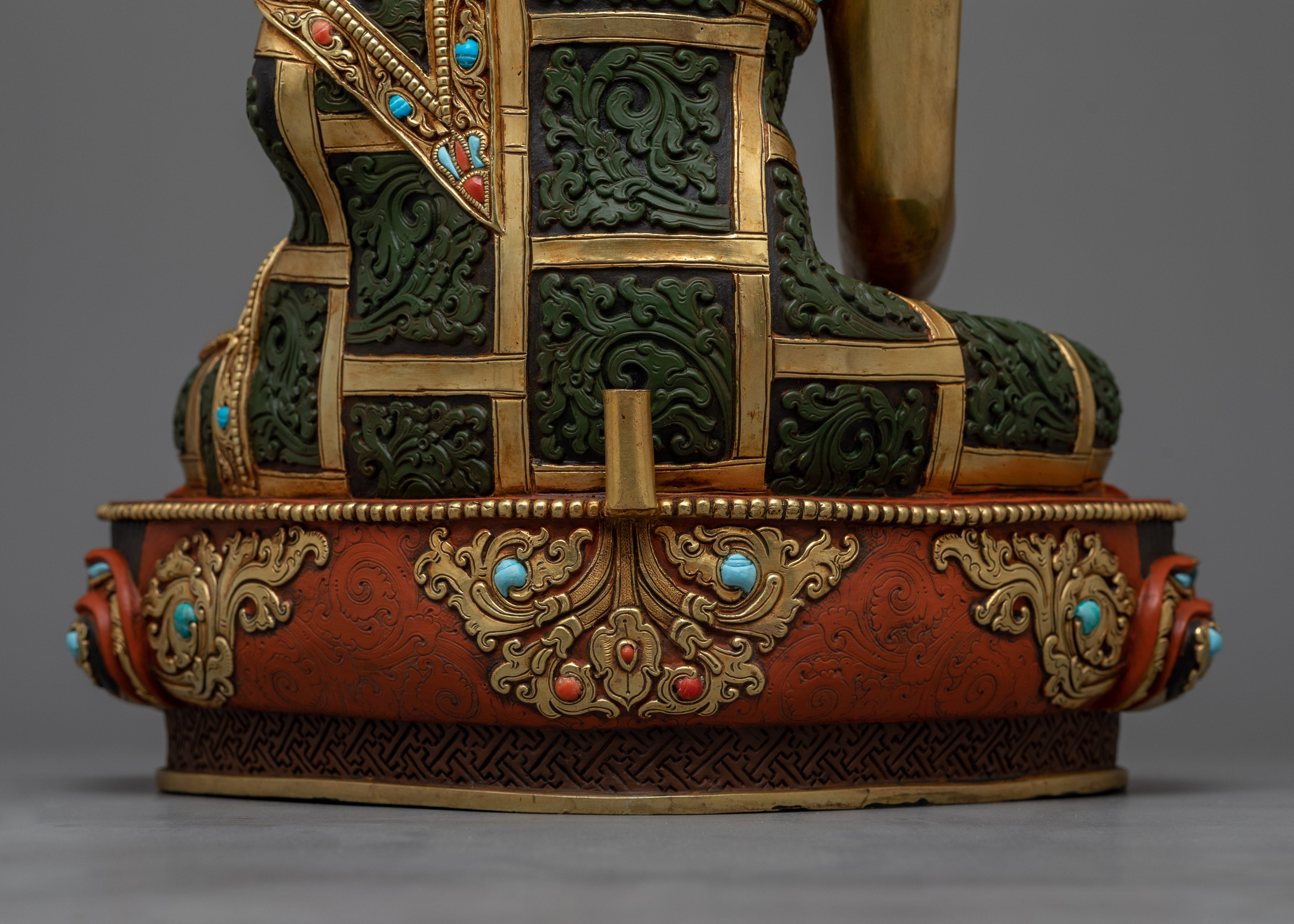 Elegant Handmade Shakyamuni Buddha for Shrine | 24K Gold Gilded Buddha Sculpture