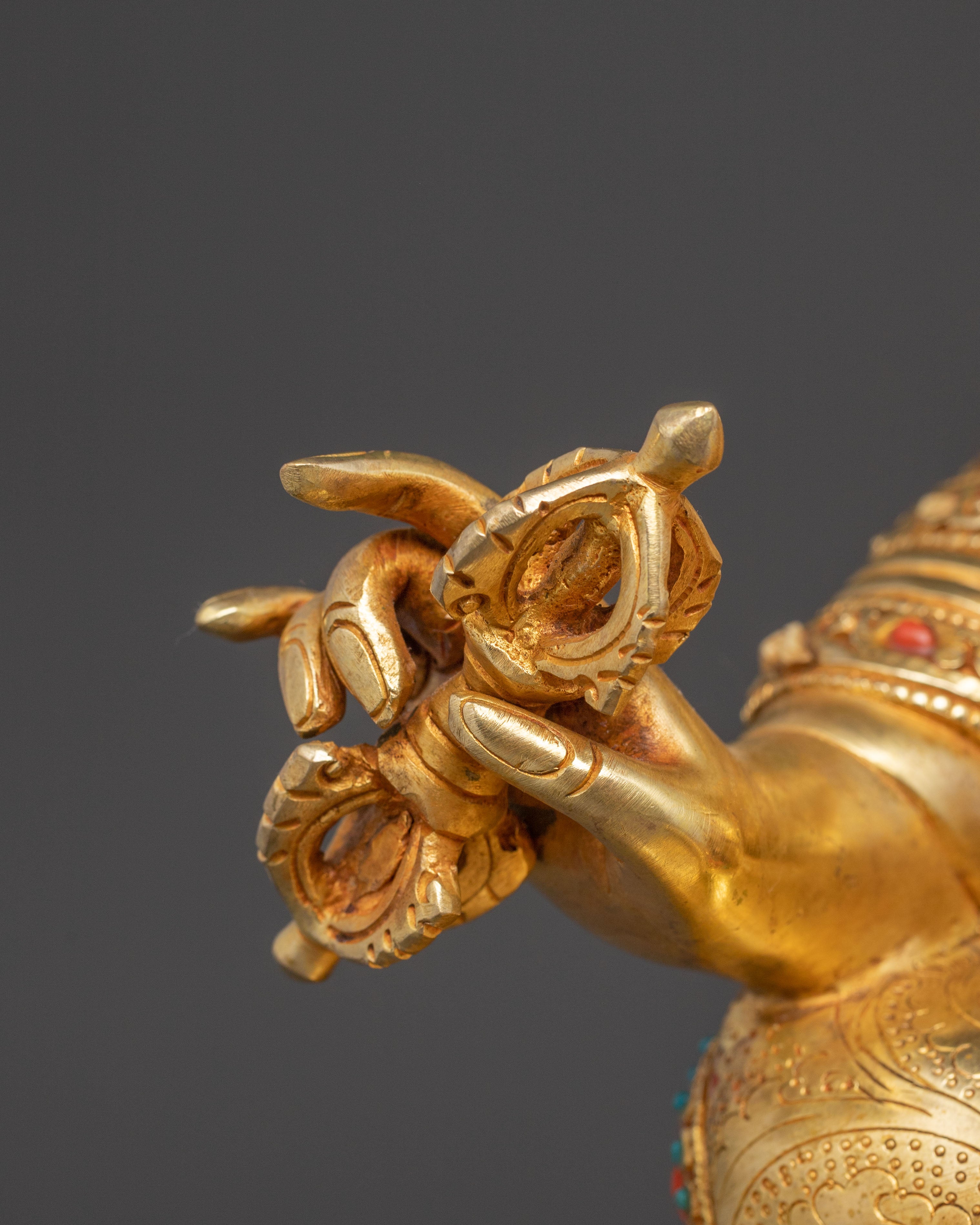 Handmade Golden Statue of Guru Rinpoche | Lotus-Born Guru