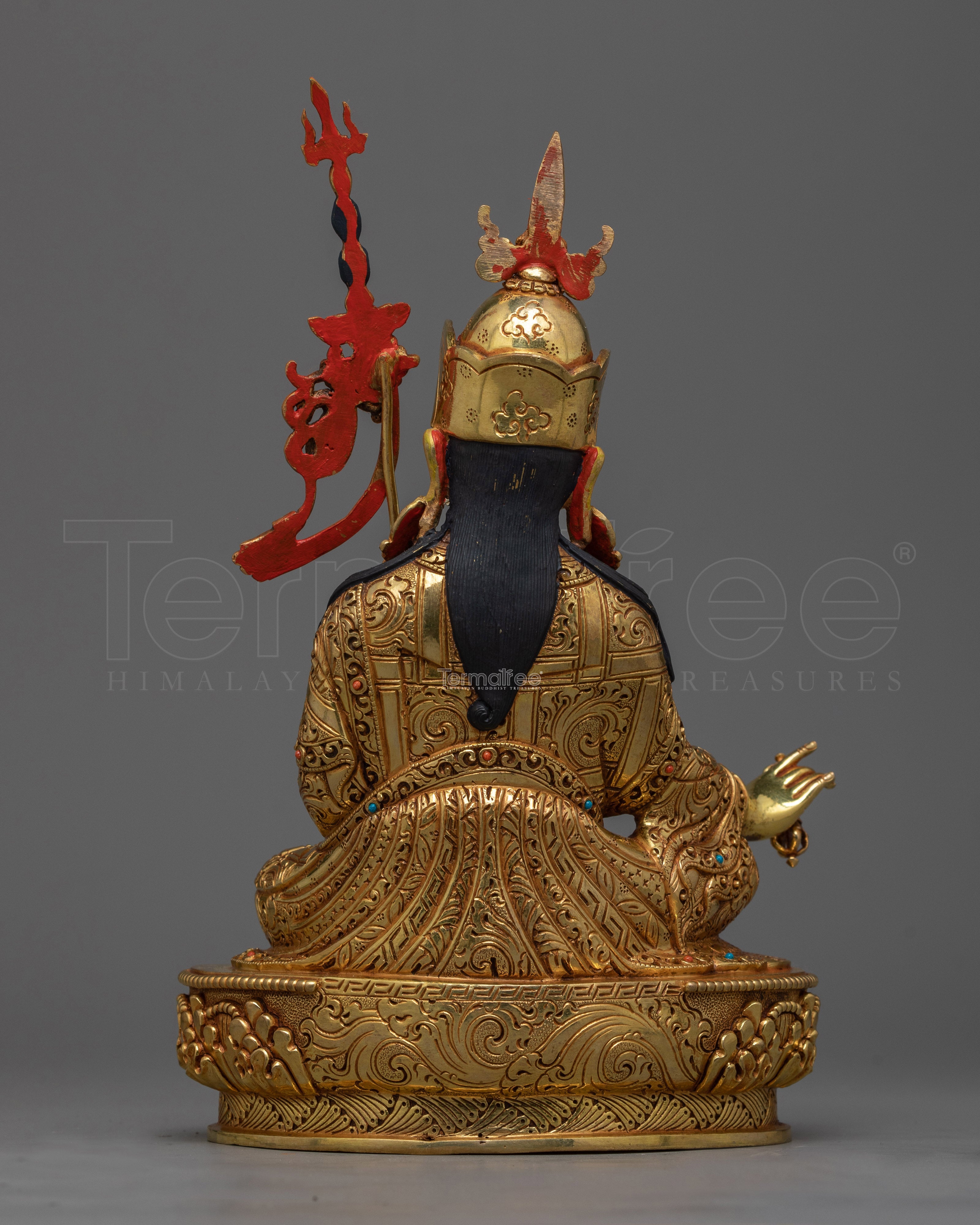 Exquisite Tantric Guru Rinpoche Gold-Gilded Statue | A Majestic Work of Art