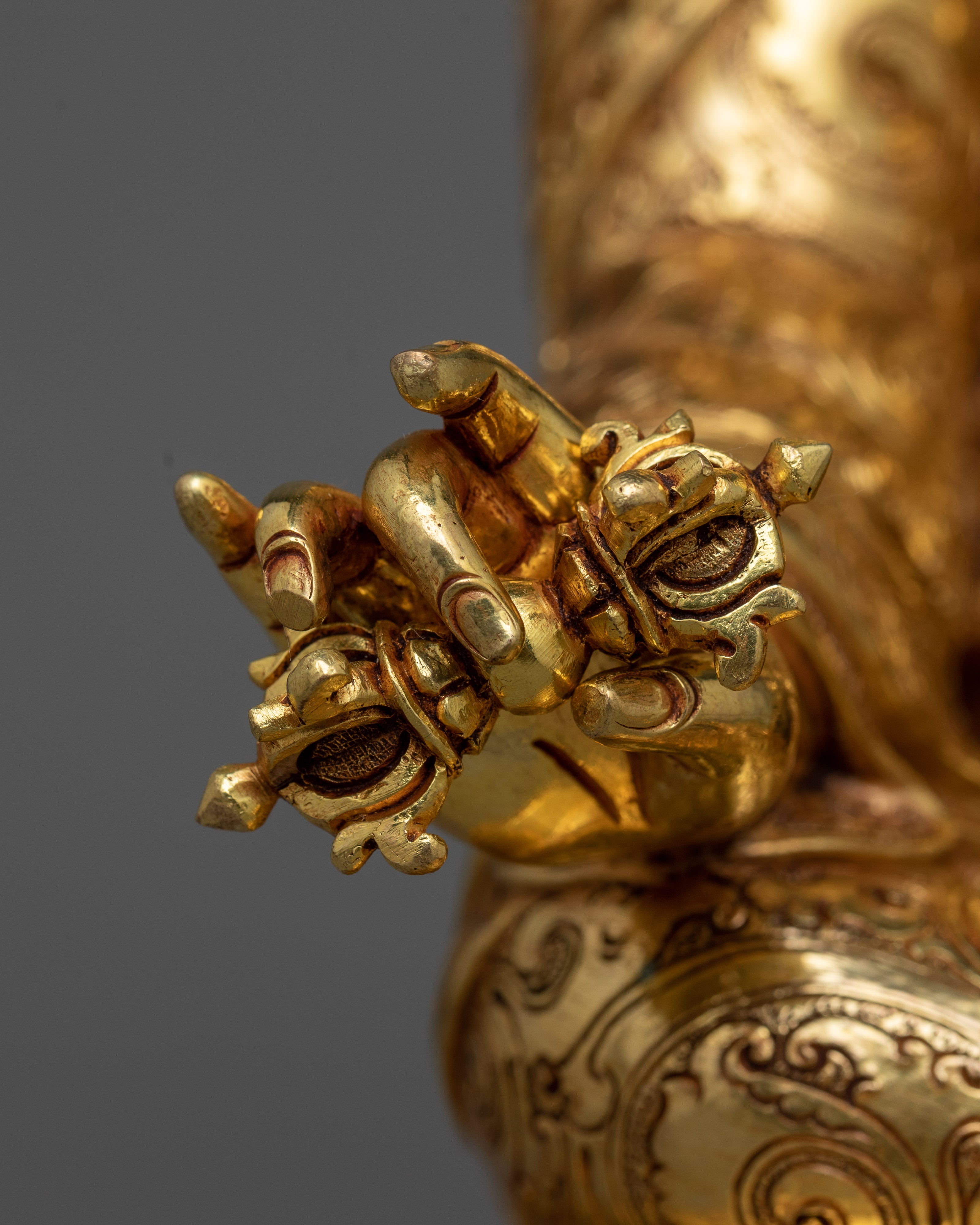 Exquisite Tantric Guru Rinpoche Gold-Gilded Statue | A Majestic Work of Art