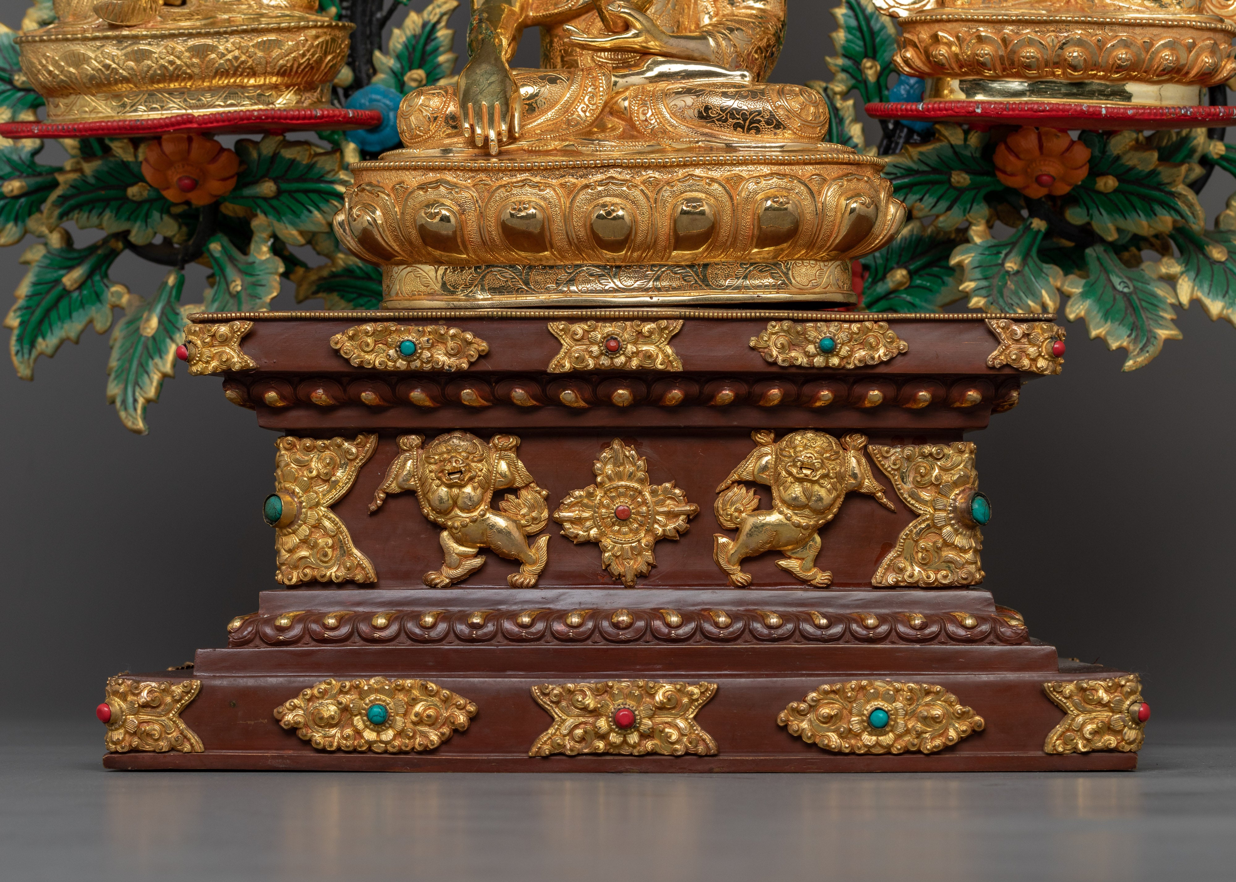 Shakyamuni Buddha with Guru Rinpoche and Chenresig Set | Himalayan Statue Set Artwork