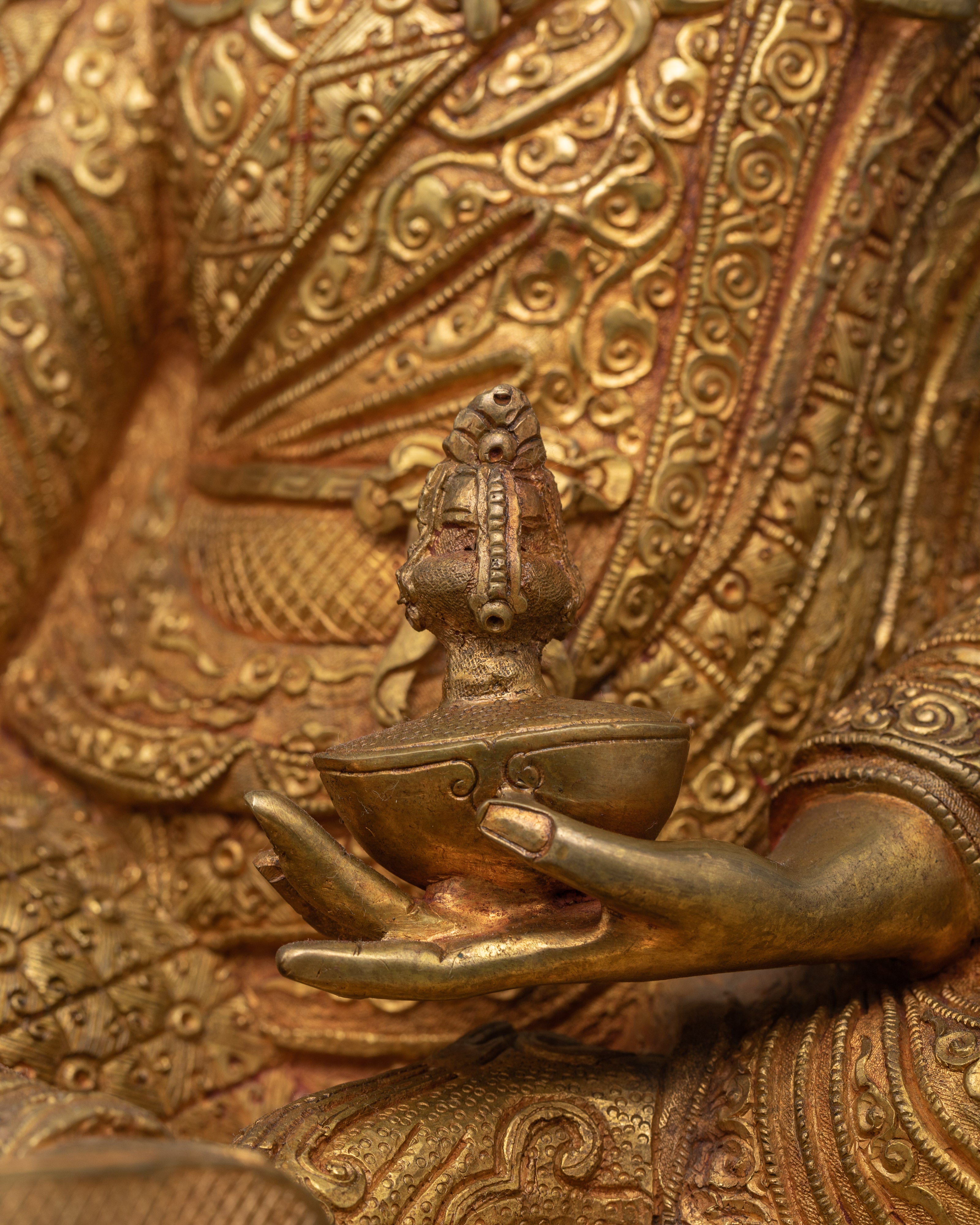 Gold-Gilded Tantra Guru Rinpoche Statue | Protector of Wisdom