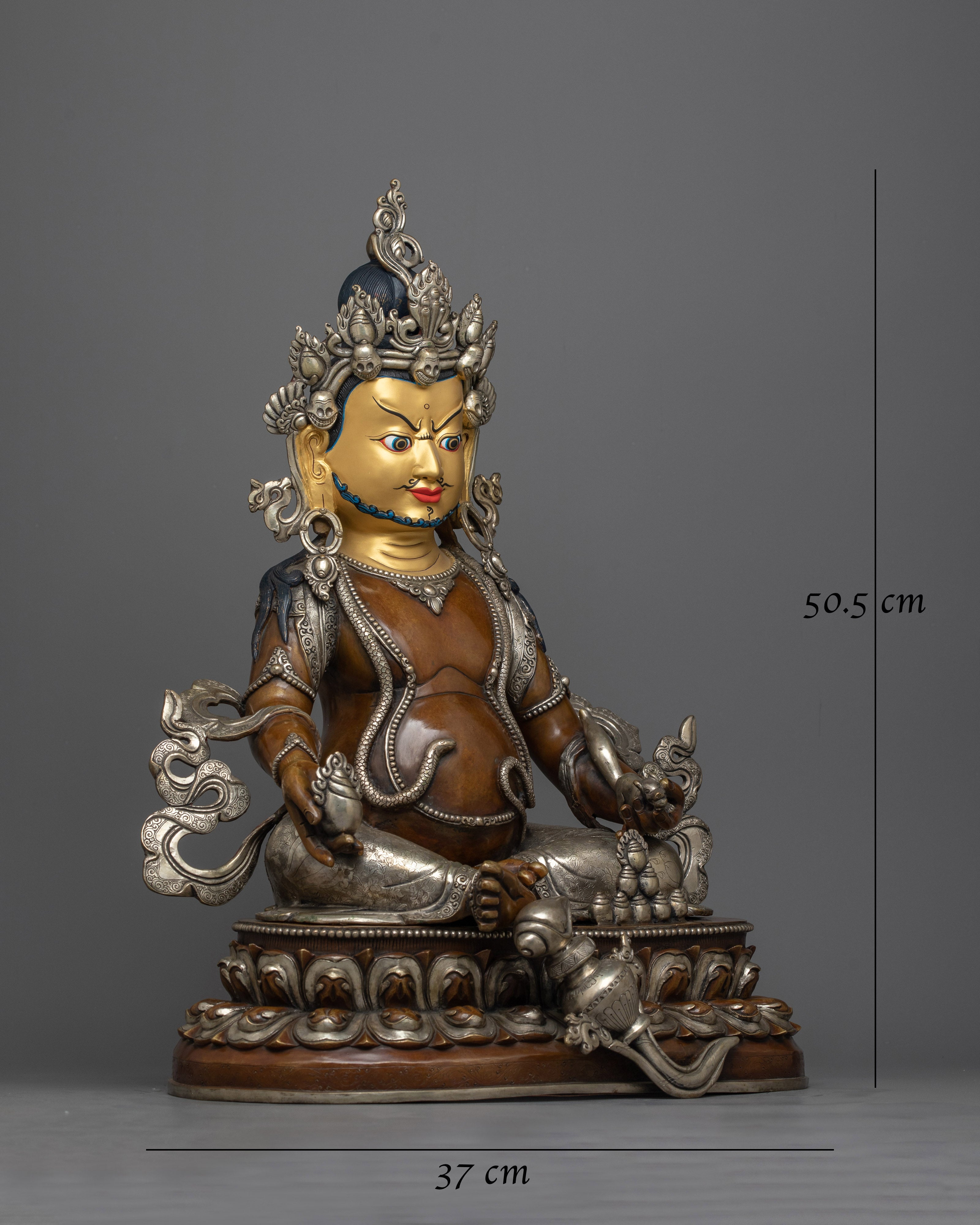 Dzambhala Silver-Plated Oxidized Statue | Embodiment of Wealth and Compassion