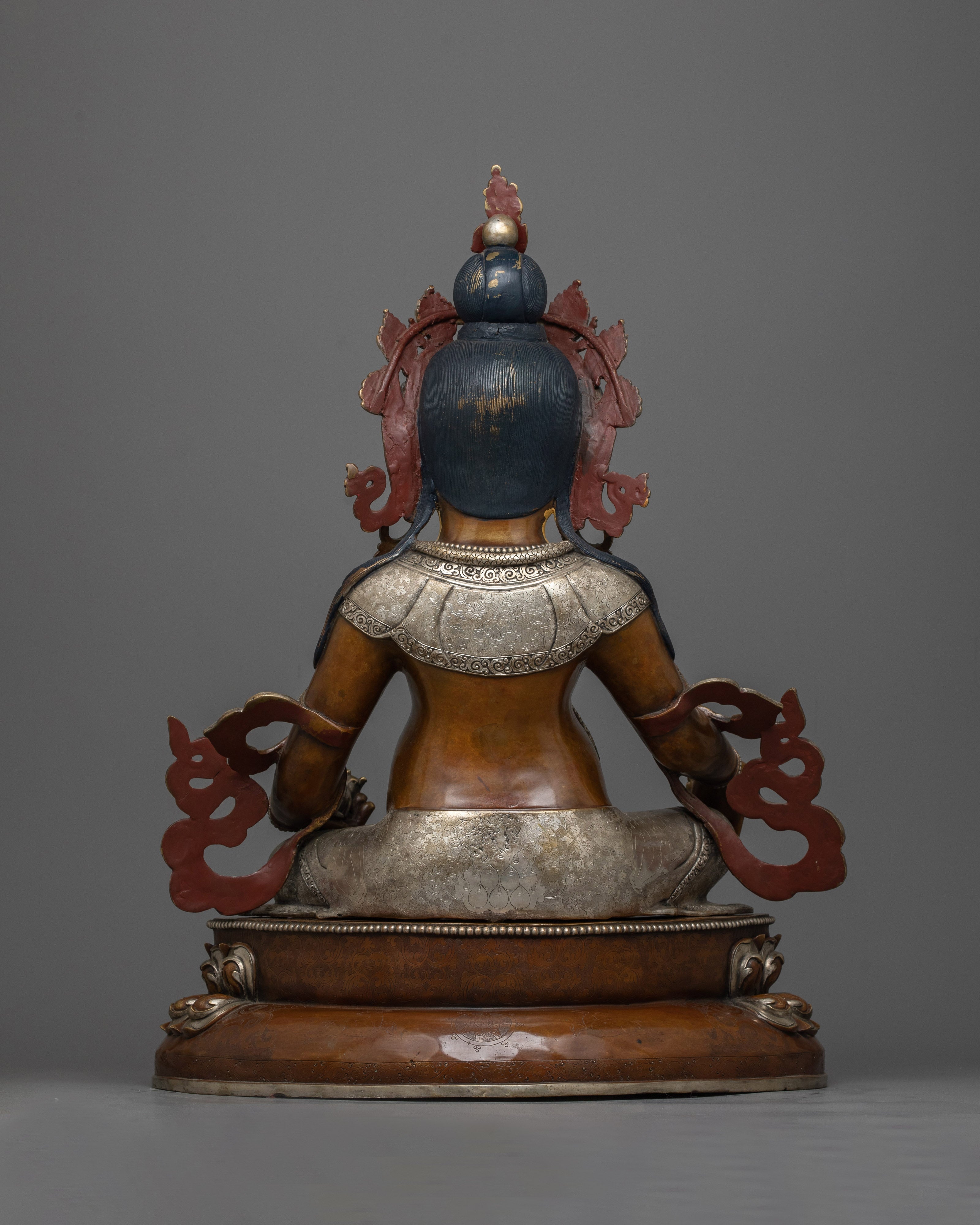 Dzambhala Silver-Plated Oxidized Statue | Embodiment of Wealth and Compassion
