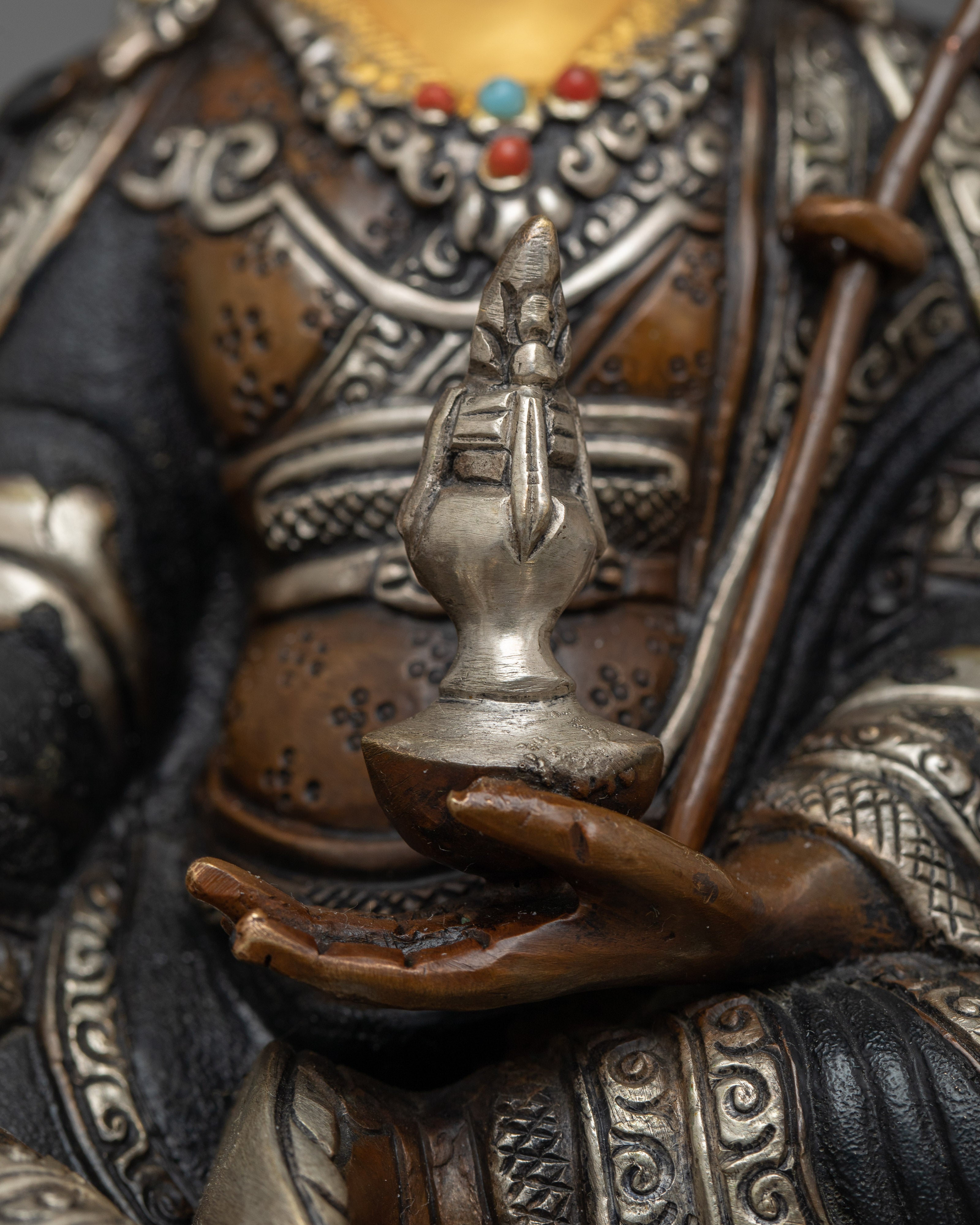 Guru Rinpoche Oxidized Silver-Plated Statue | Made in Nepal