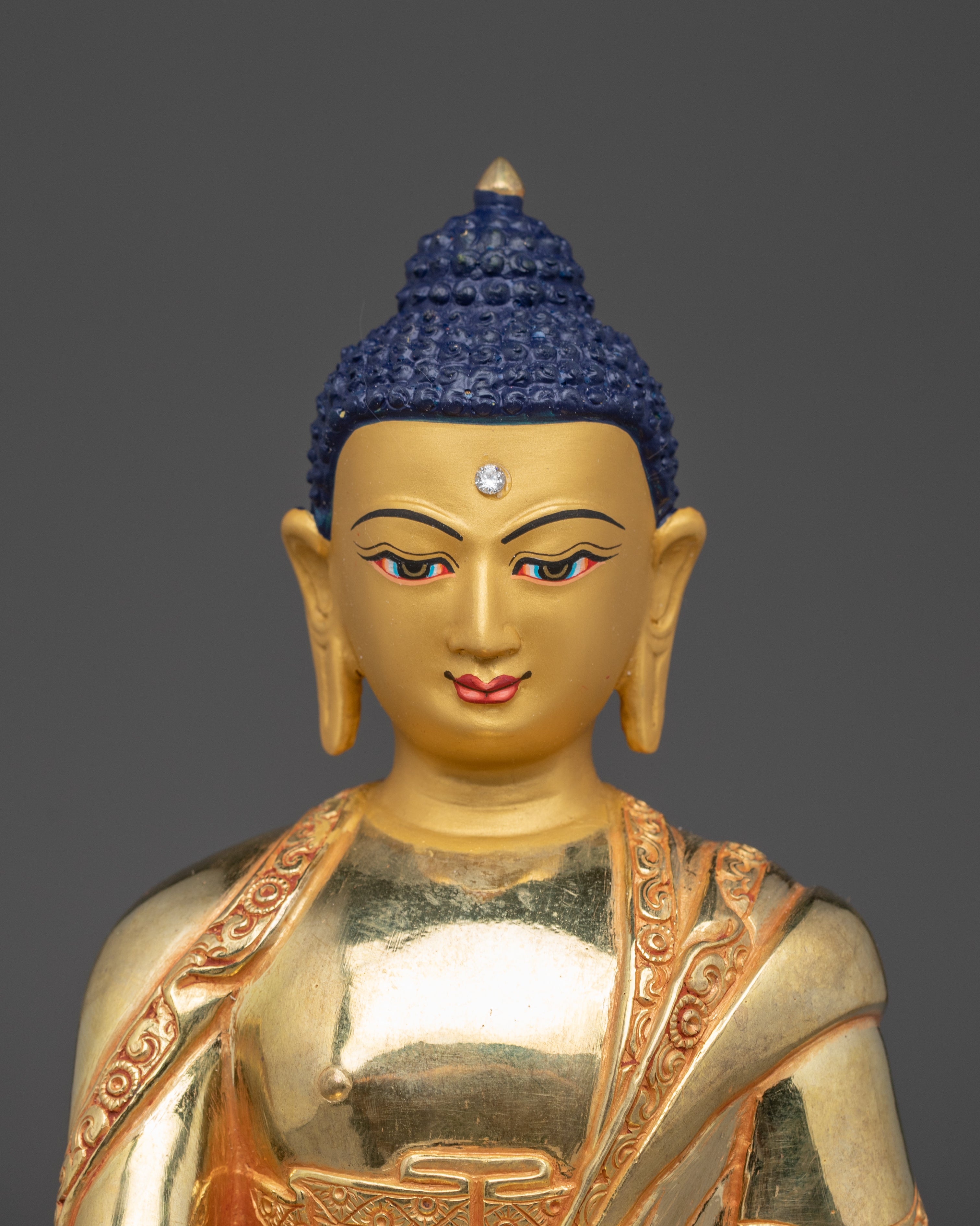 Tibetan Golden Shakyamuni Buddha Handmade Art | Himalayan Sculpture