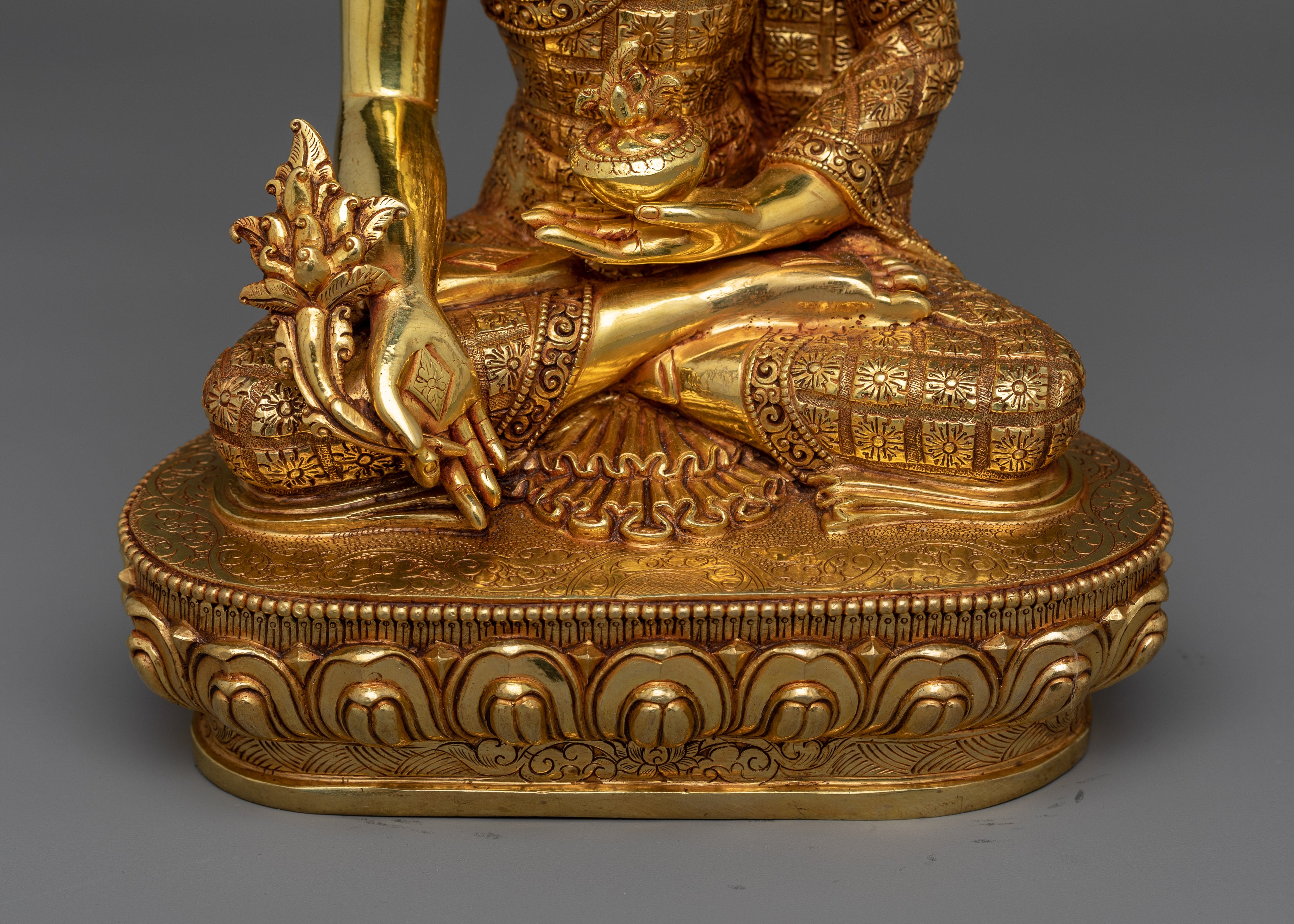 Trio Buddha Set Gold-Gilded Statue | Embodiment of Enlightenment and Healing
