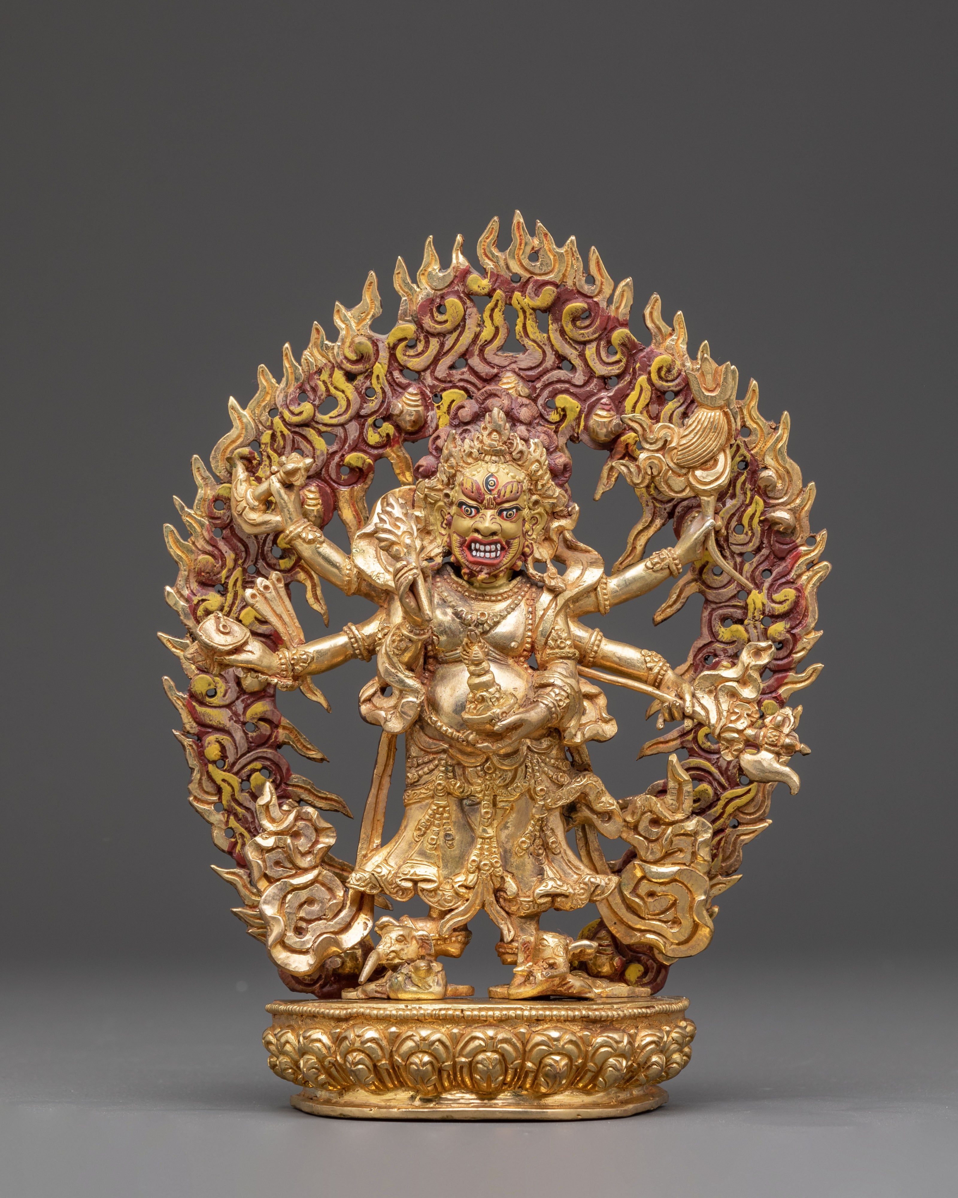 Fierce Protector Deity White Mahakala Statue | Guardian of Dharma