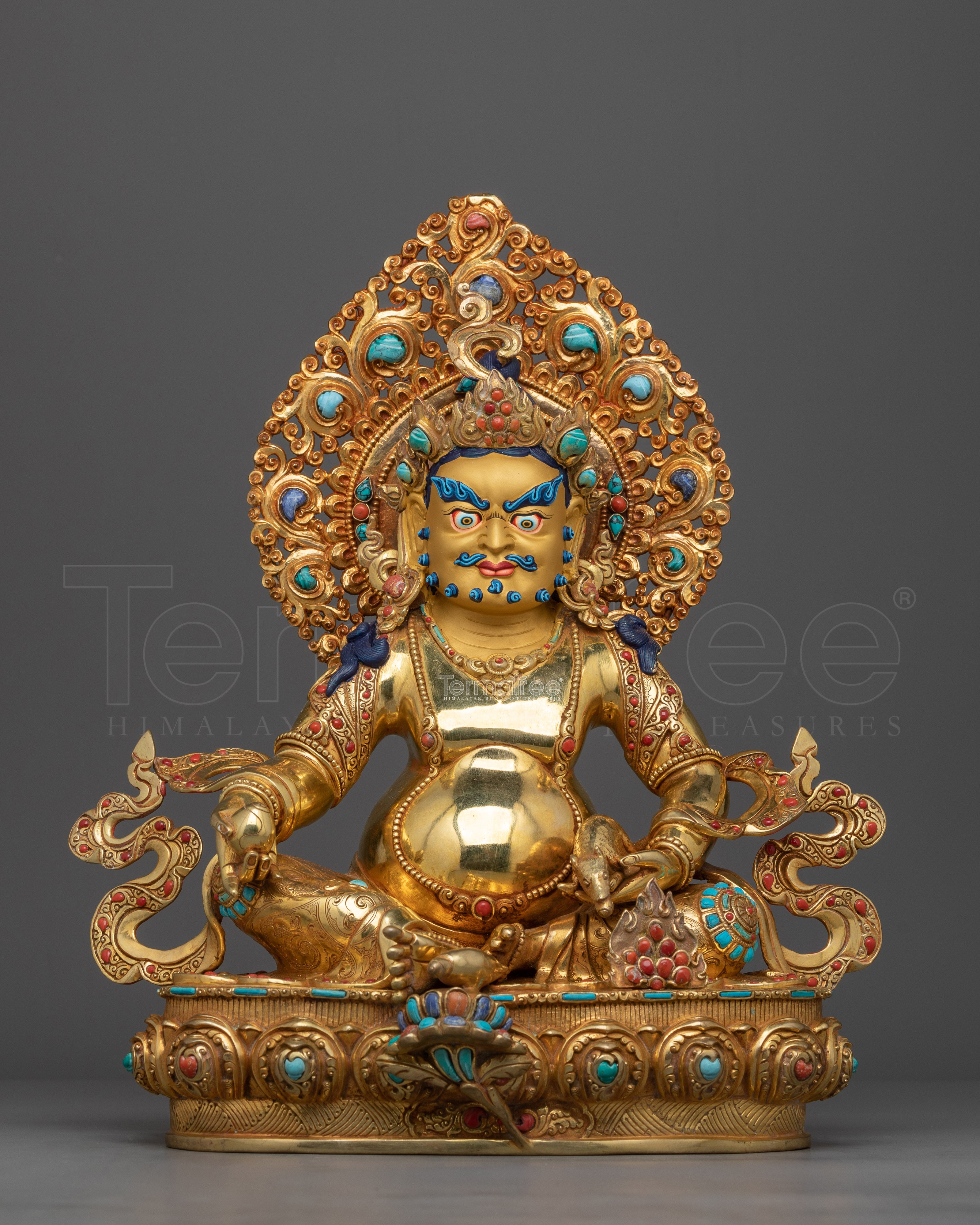 Dzambhala Gemstone-Decorated Statue | Embodiment of Wealth and Compassion