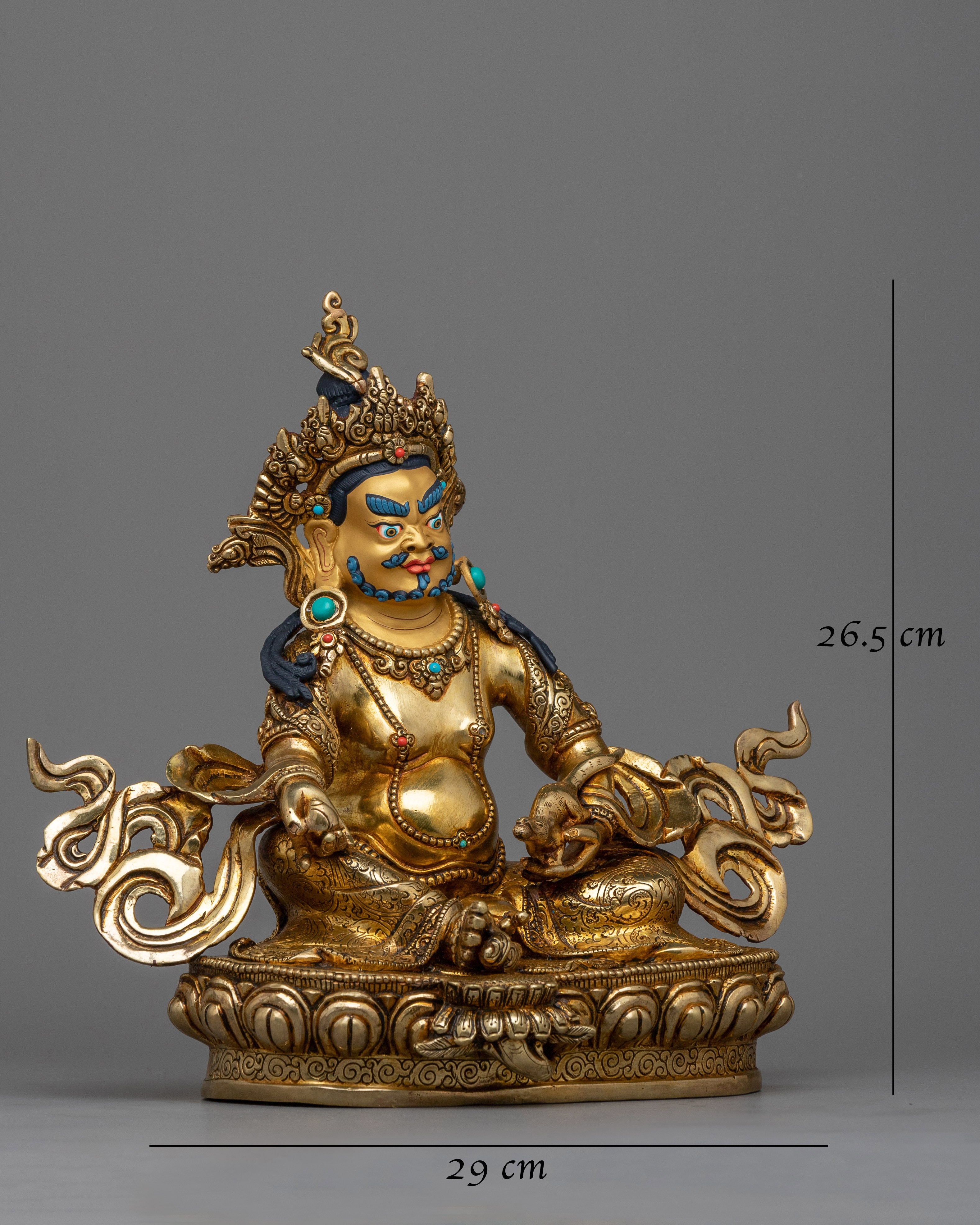 Gold Gilded Dzambhala Jewels Statue | Symbol of Wealth and Prosperity