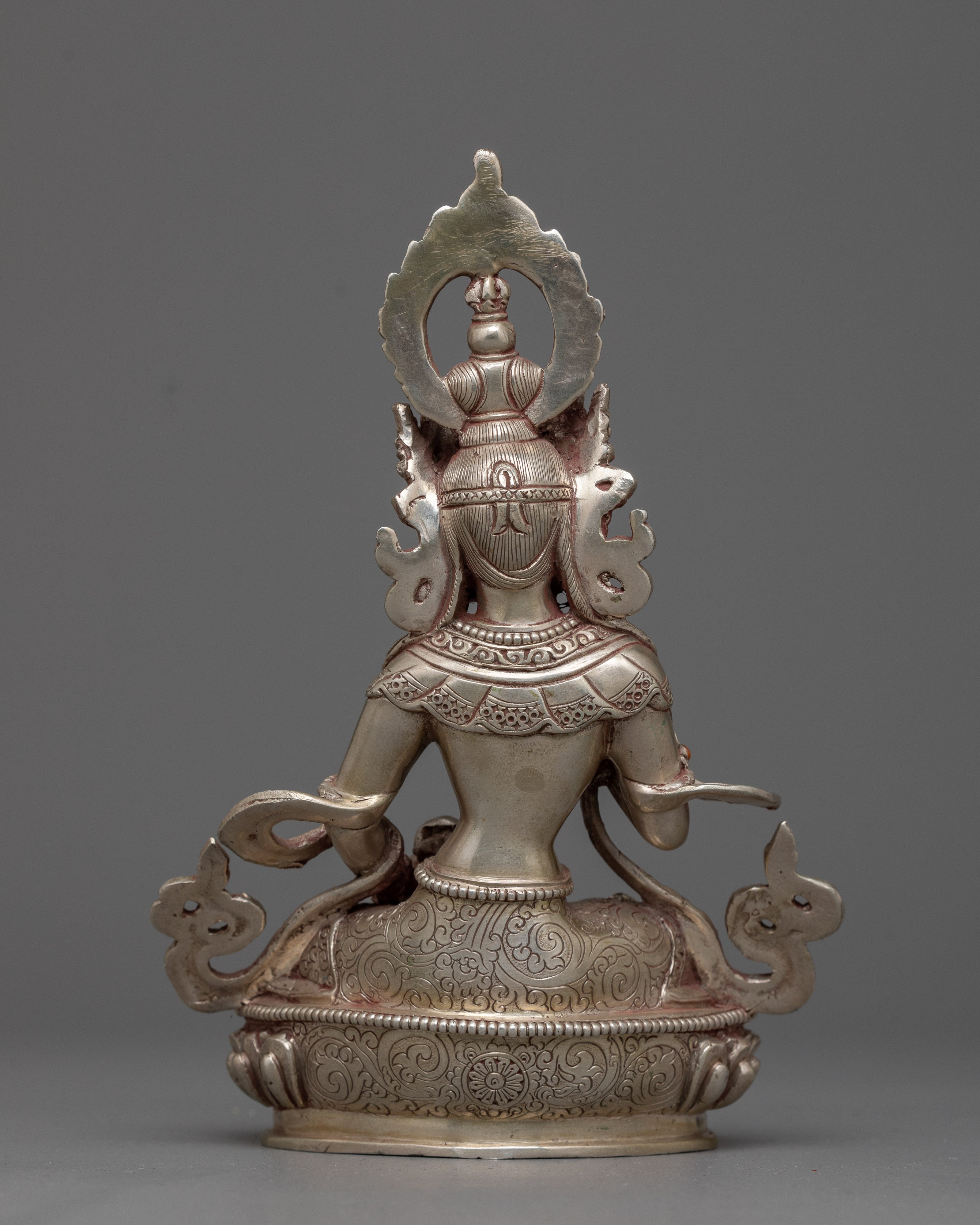 Exquisite Sterling Silver Vajrasattva Statue | Icon of Purity and Spiritual Clarity