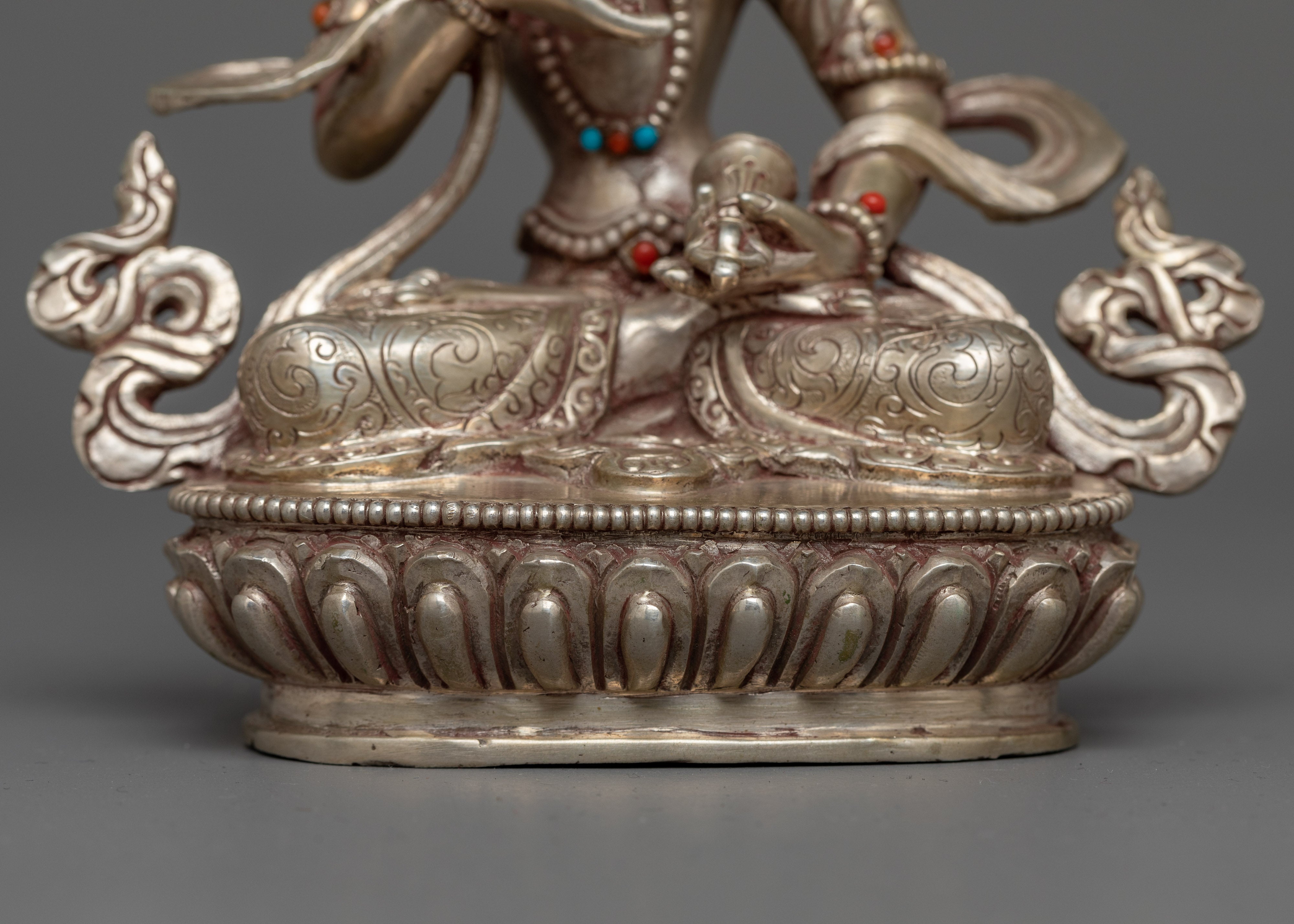 Exquisite Sterling Silver Vajrasattva Statue | Icon of Purity and Spiritual Clarity