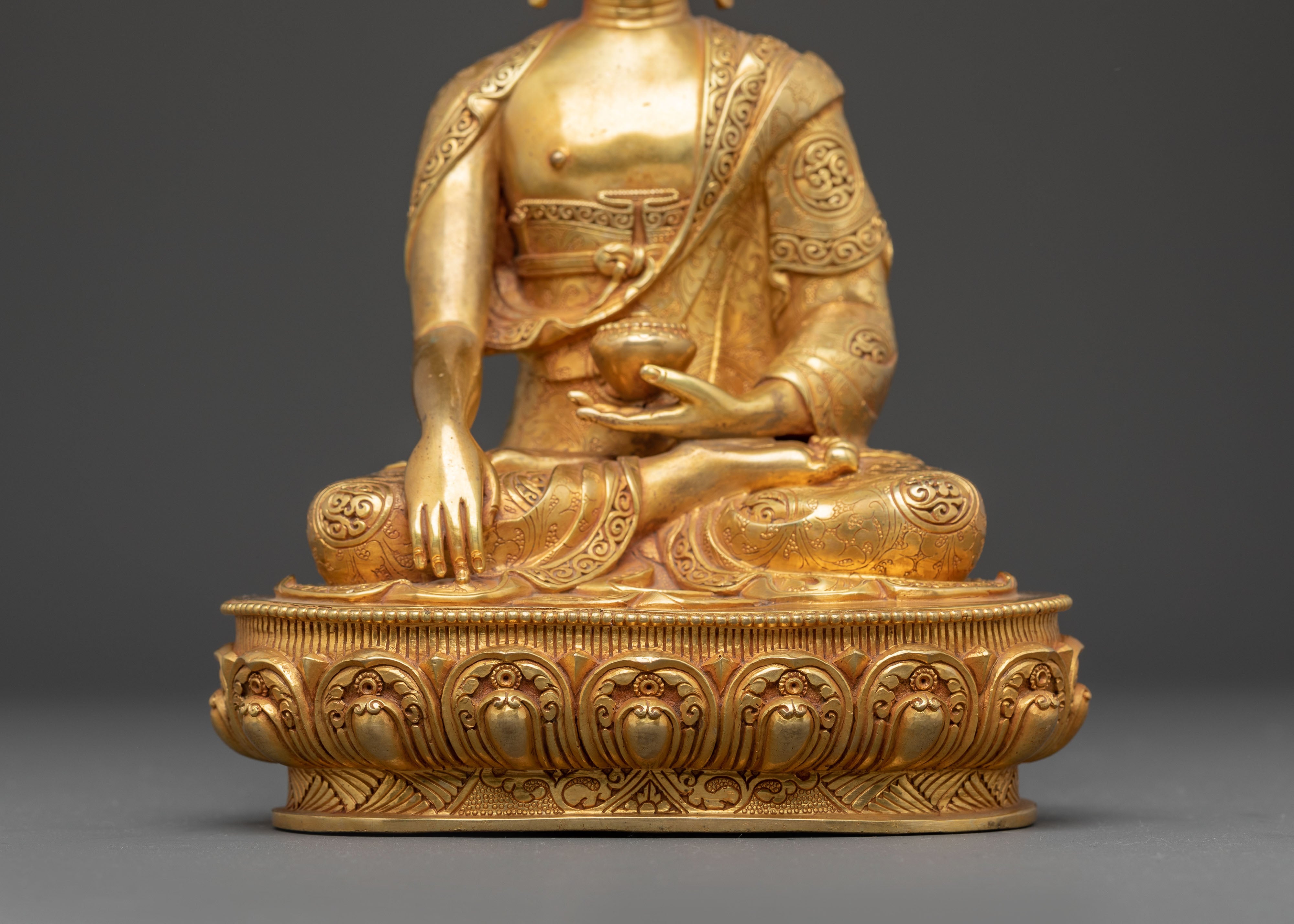 Golden Shakyamuni Buddha Copper Handmade Art | Meditation & Altar Decor