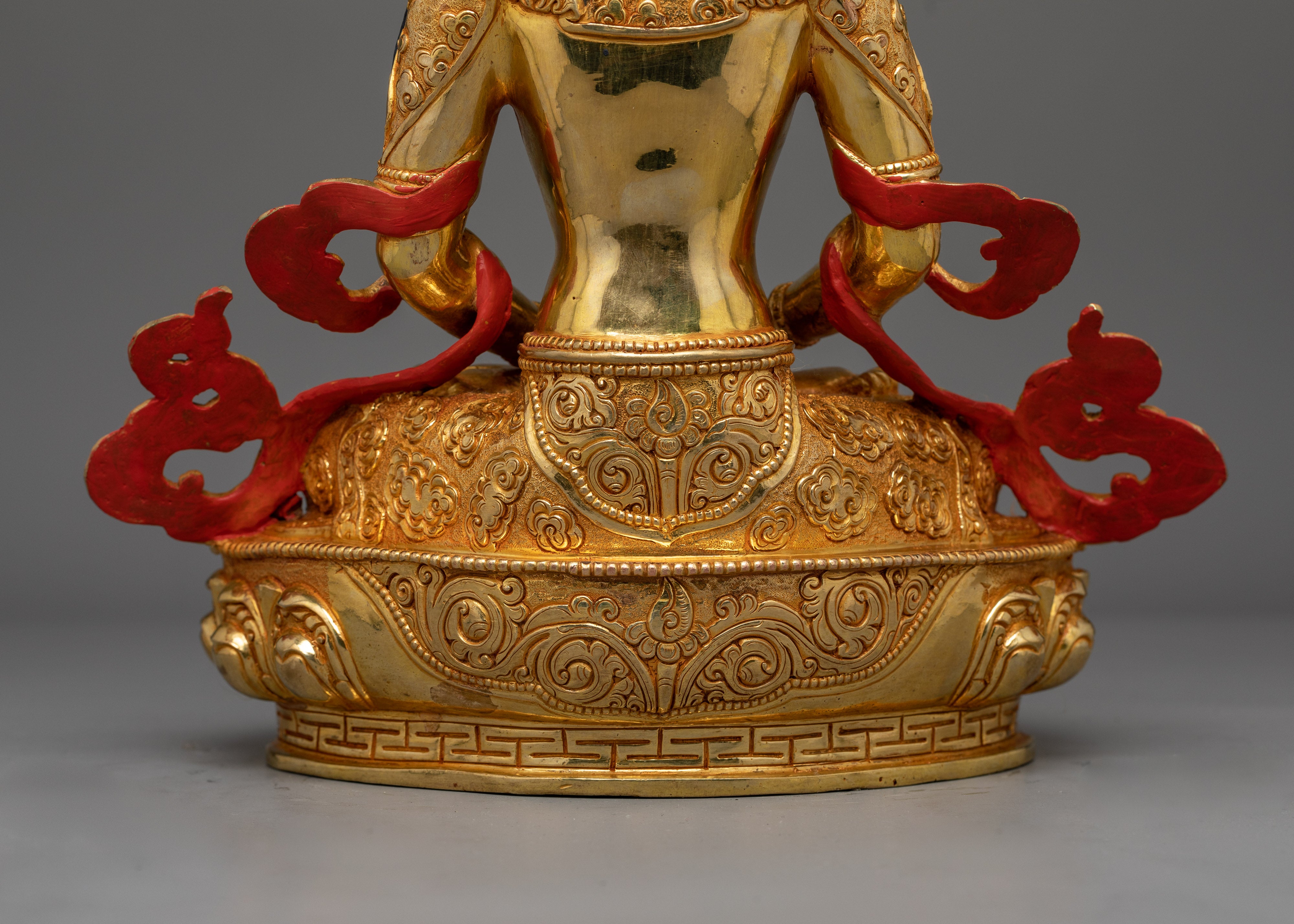 24K Gold Gilded Peaceful Amitayus Sculpture for Shrine | Longevity Deity