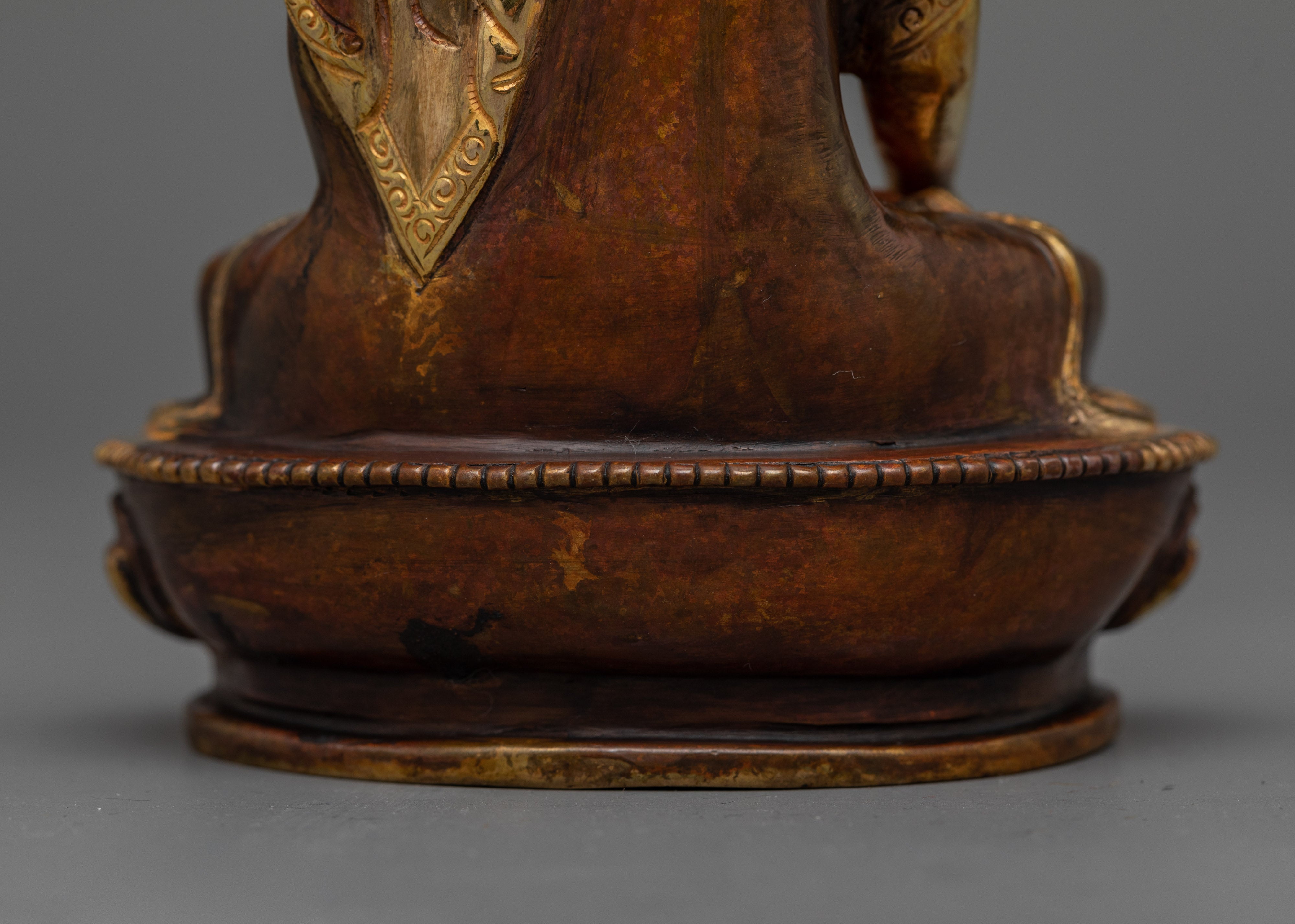 24K Gold Guilded Shakyamuni Buddha Shrine Statue | Handmade Sculpture