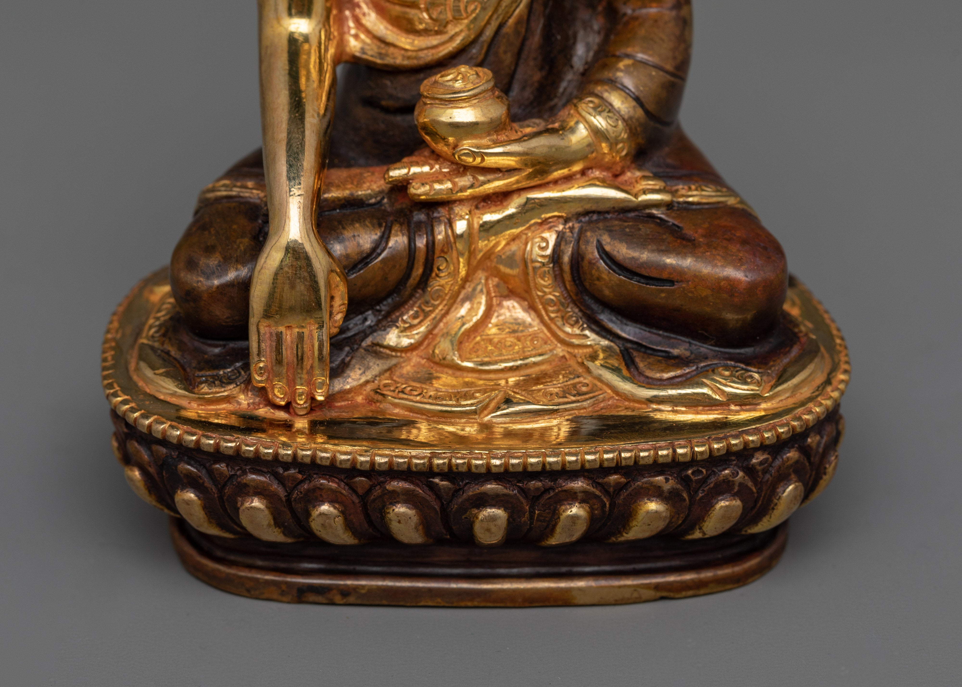 24K Gold Guilded Shakyamuni Buddha Shrine Statue | Handmade Sculpture
