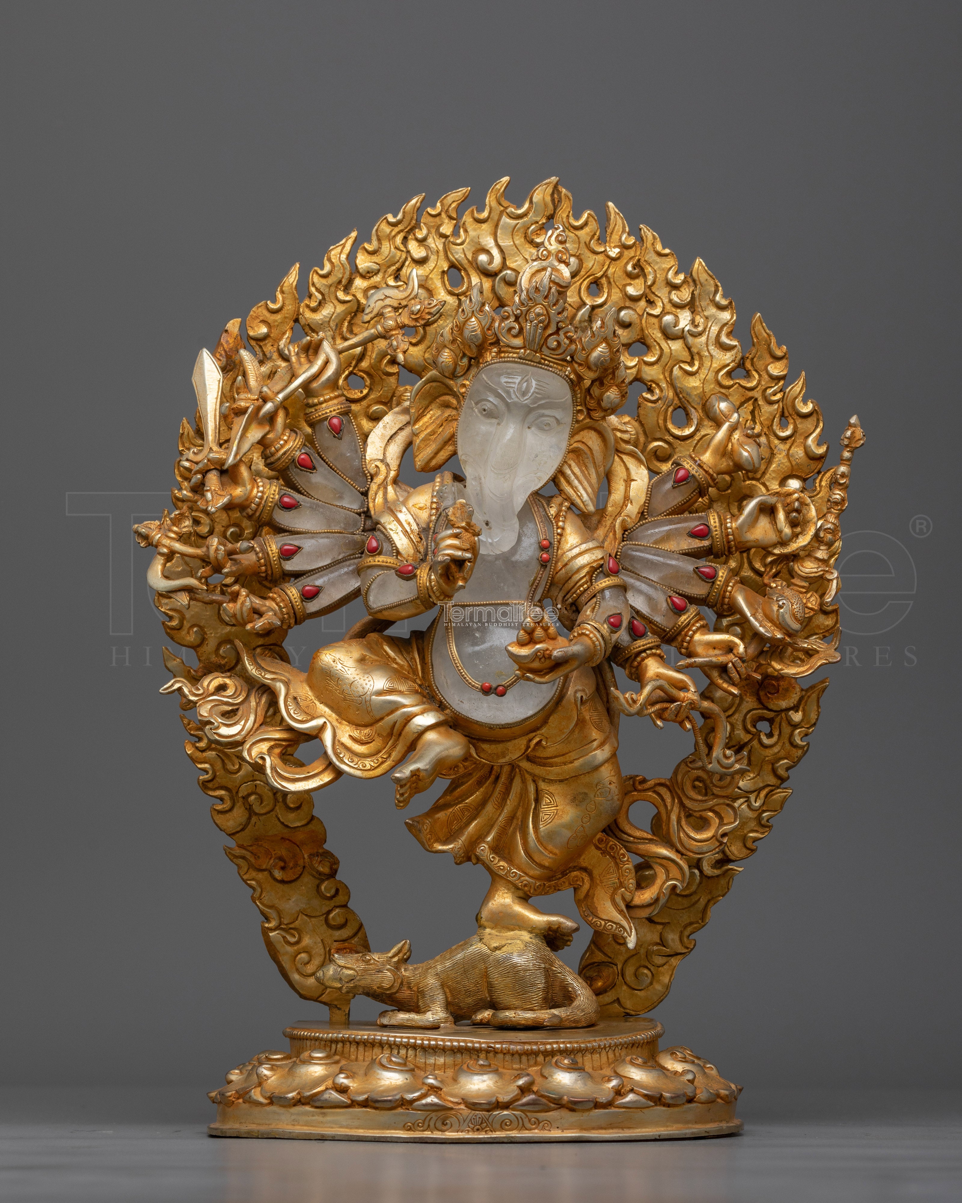 12 Arms Ganesh Crystal Body Statue | Handcrafted Spiritual Beauty