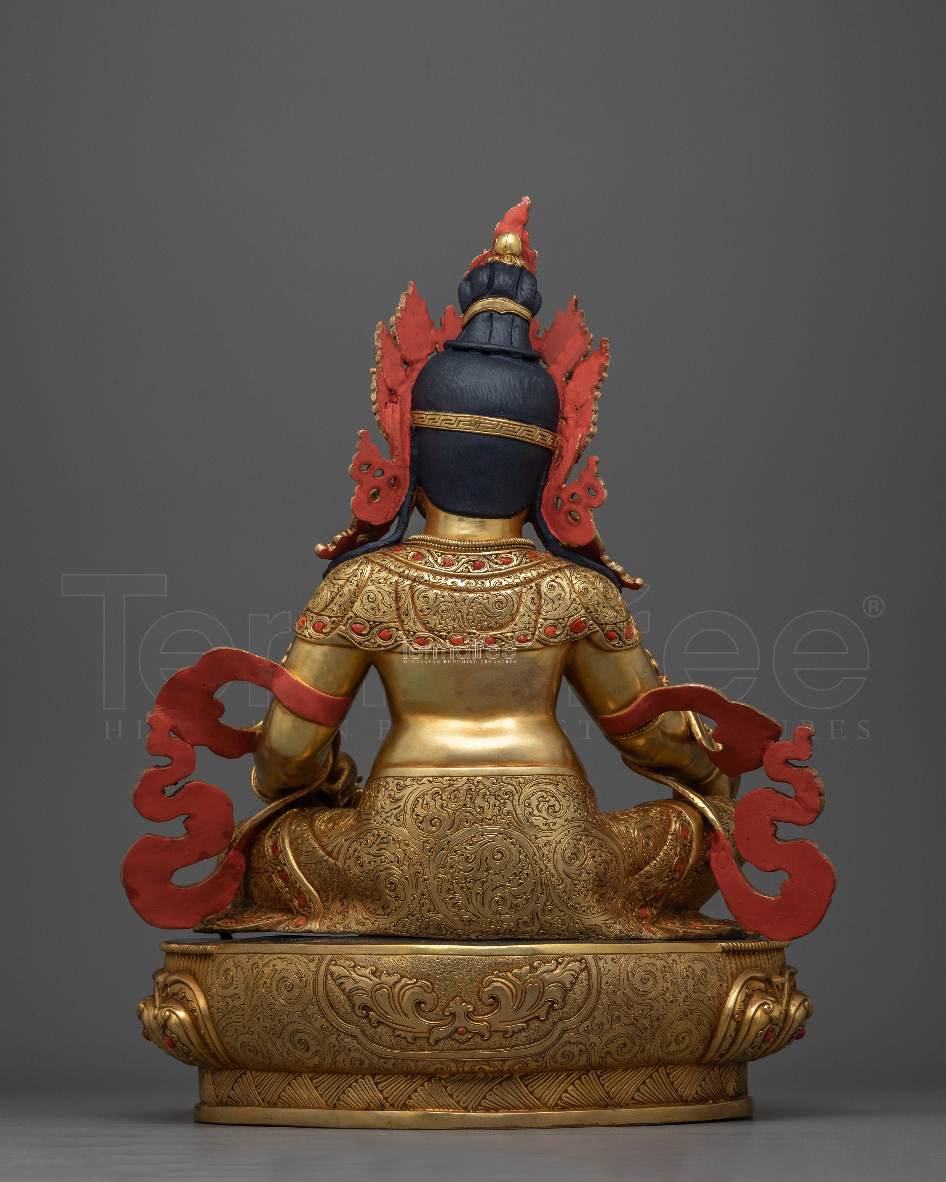 Jewels Lord Dzambhala Gold Gilded Statue | Handcrafted Symbol of Prosperity and Wealth