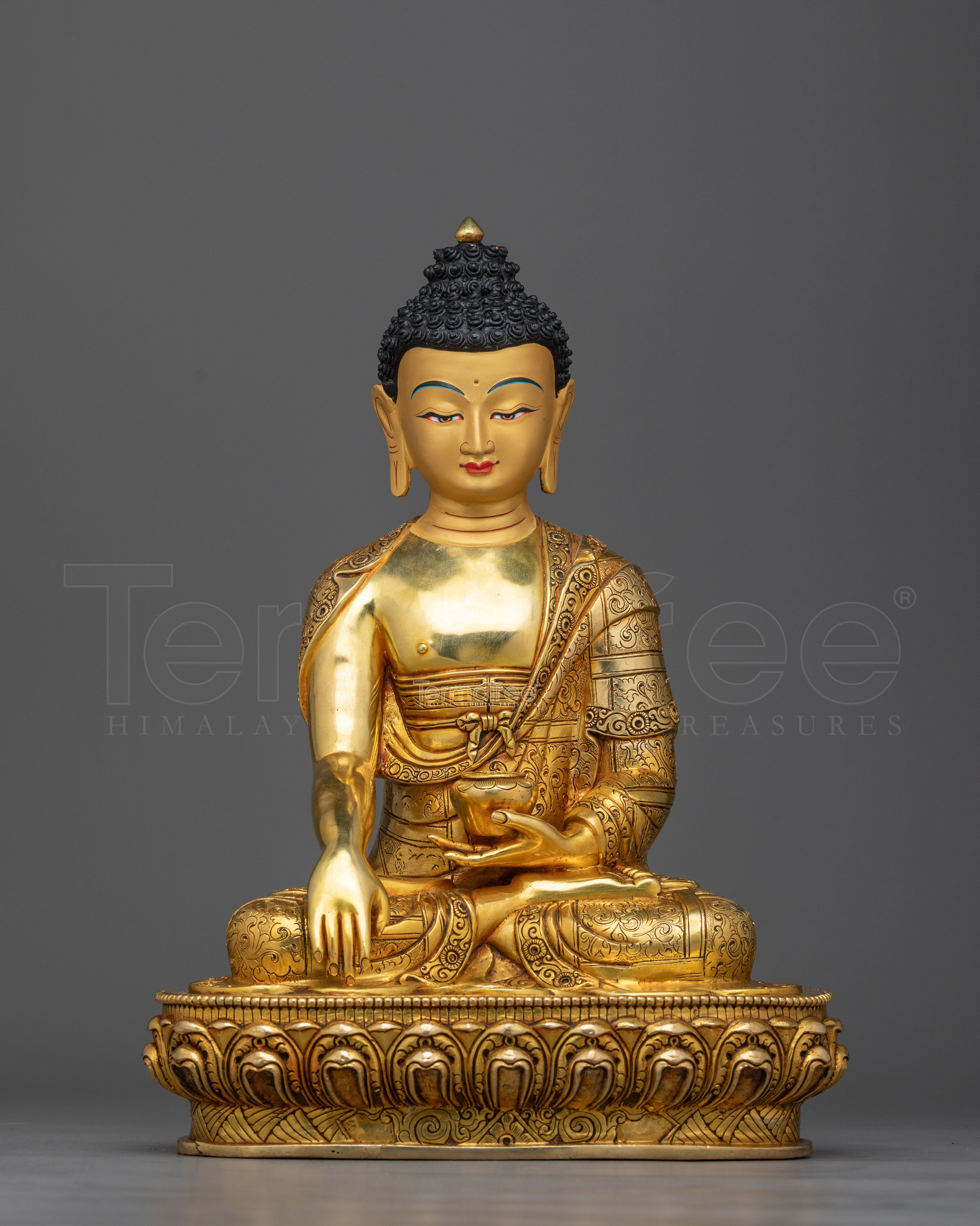 Gold Gilded Enlighten Teacher Shakyamuni Buddha Statue | Handcrafted Symbol of Enlightenment