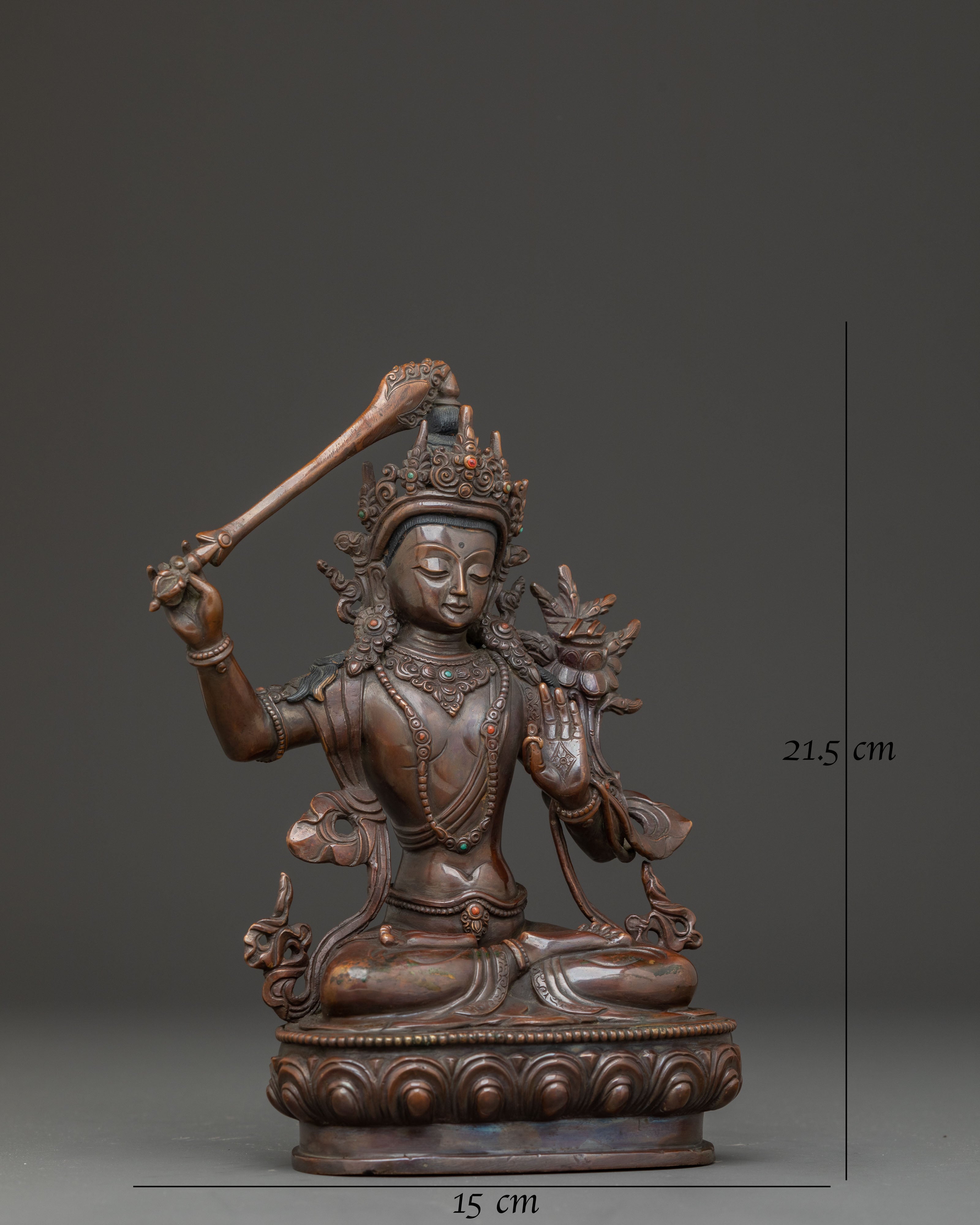 Handmade Copper Manjushri Statue